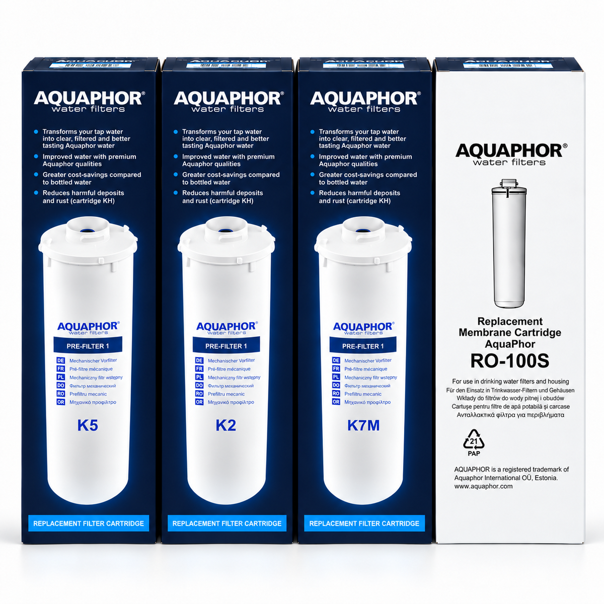 AQUAPHOR K5 + K2 + K7M + RO-100S – Kit Ricambio 18 Mesi per RO-102S