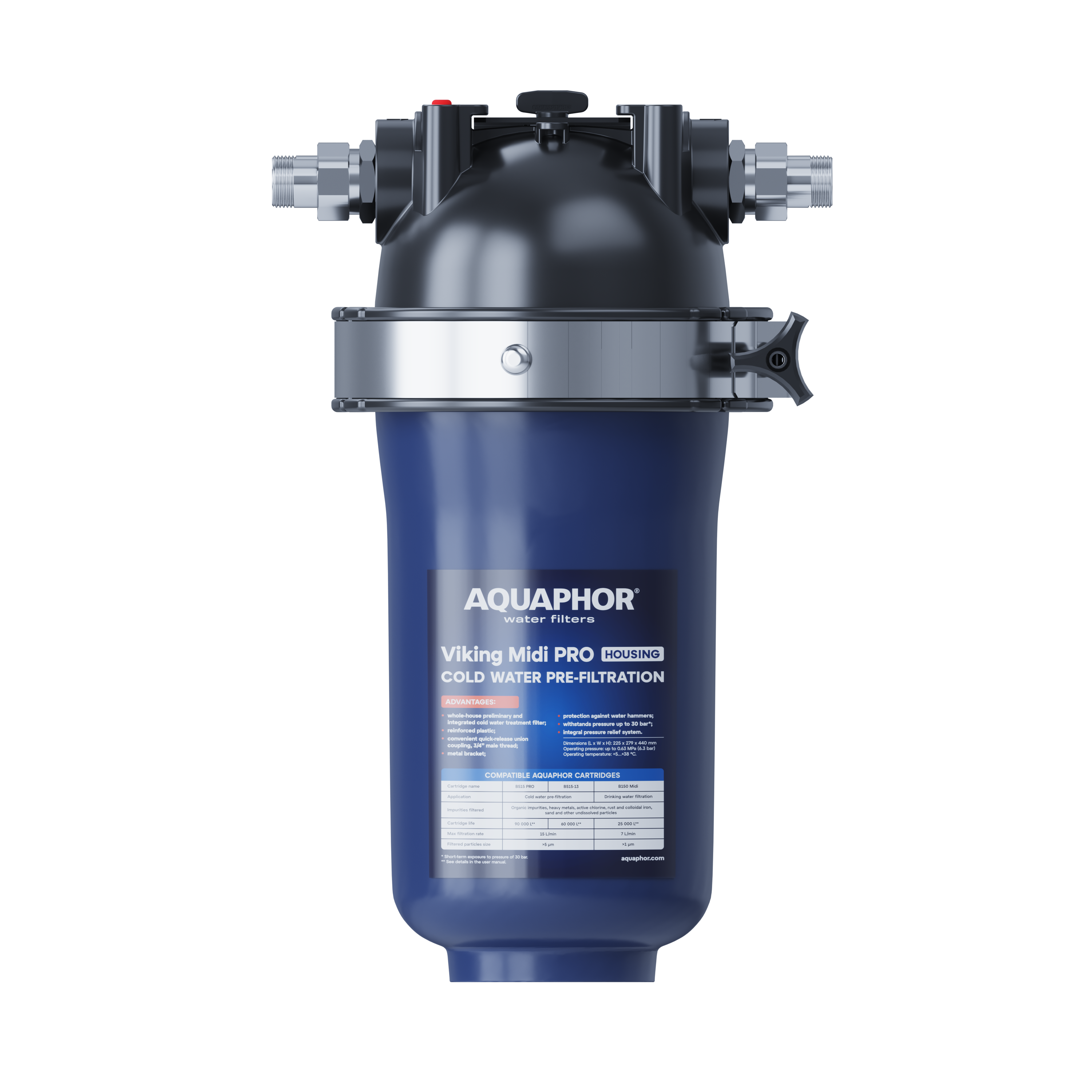 AQUAPHOR Viking Midi PRO Cold Water Filter Housing Medium Size | Premium Pre-filtration