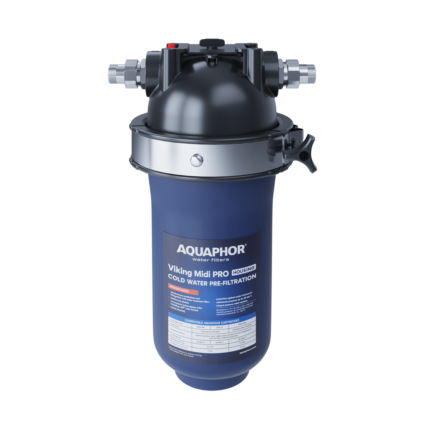 AQUAPHOR Viking Midi PRO Cold Water Filter Housing Medium Size | Premium Pre-filtration