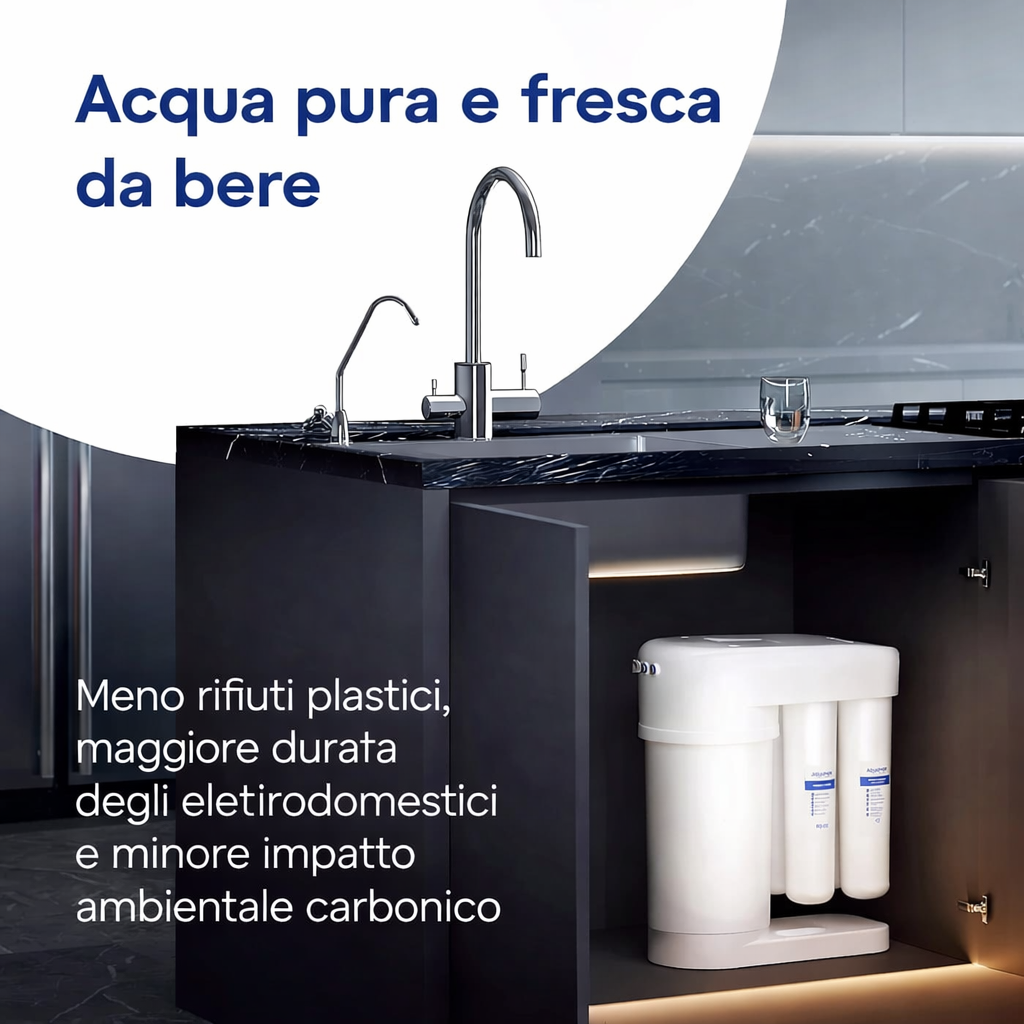 Depuratore AQUAPHOR RO-101S con K5 + K2 + K7M – Sistema a Osmosi Inversa con Kit Ricambio 12 Mesi