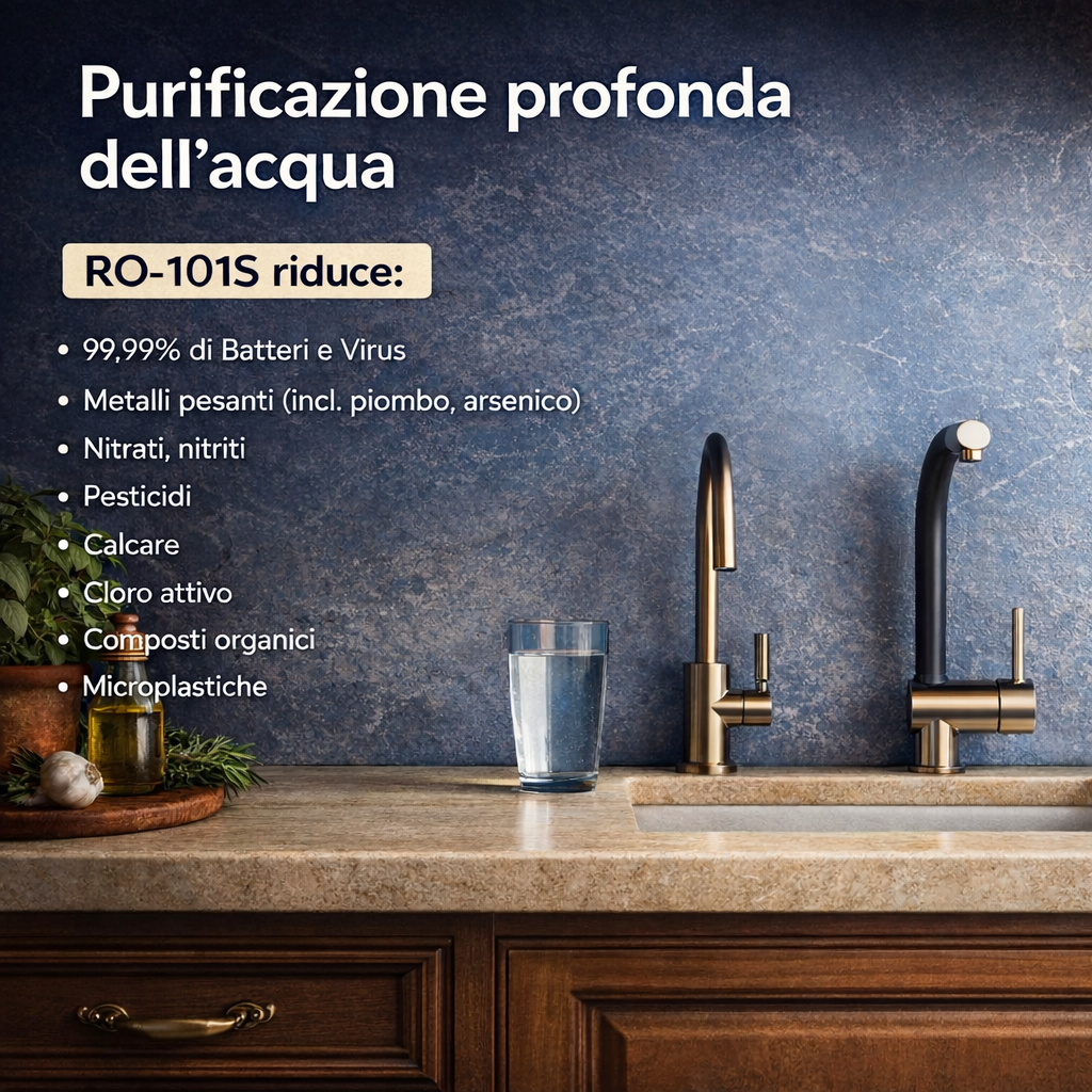 Depuratore AQUAPHOR RO-101S con K5 + K2 + K7M – Sistema a Osmosi Inversa con Kit Ricambio 12 Mesi