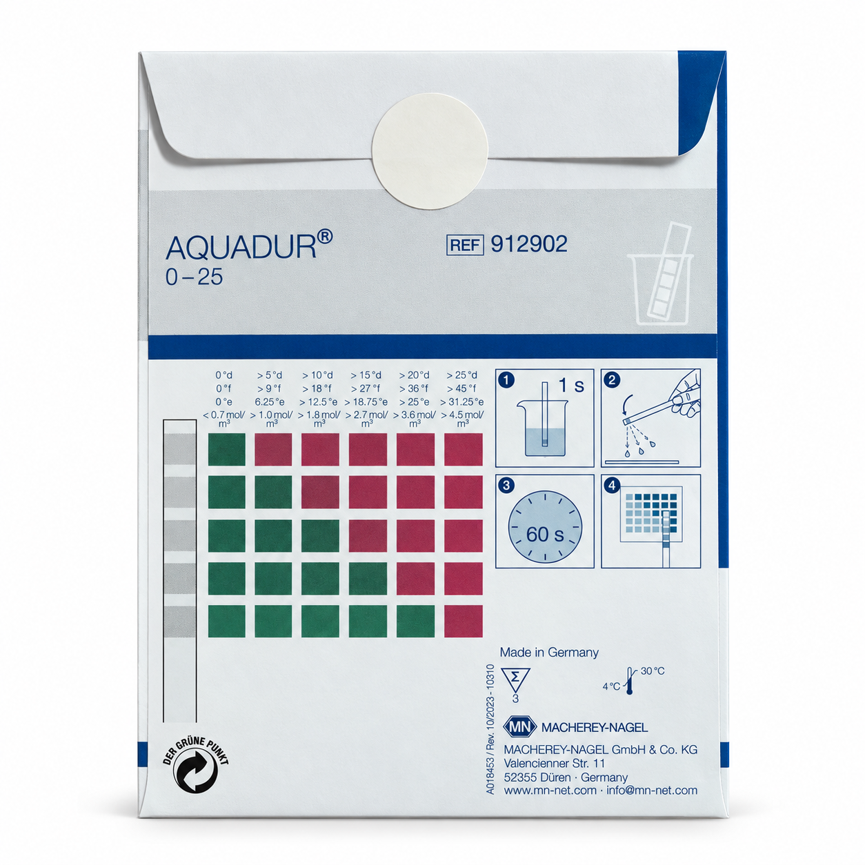 AQUADUR 5–25 – 3 Test per la Durezza Totale dell’Acqua