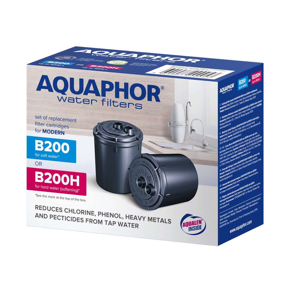 AQUAPHOR Modern B200H Replacement Filter Cartridges for Tap Filter – 2 Pack | Up to 4000 L