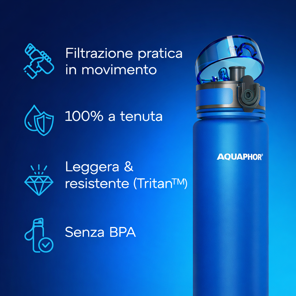 AQUAPHOR City Bottiglia Filtrante 500 ml | 150 L | Per Acqua Fredda