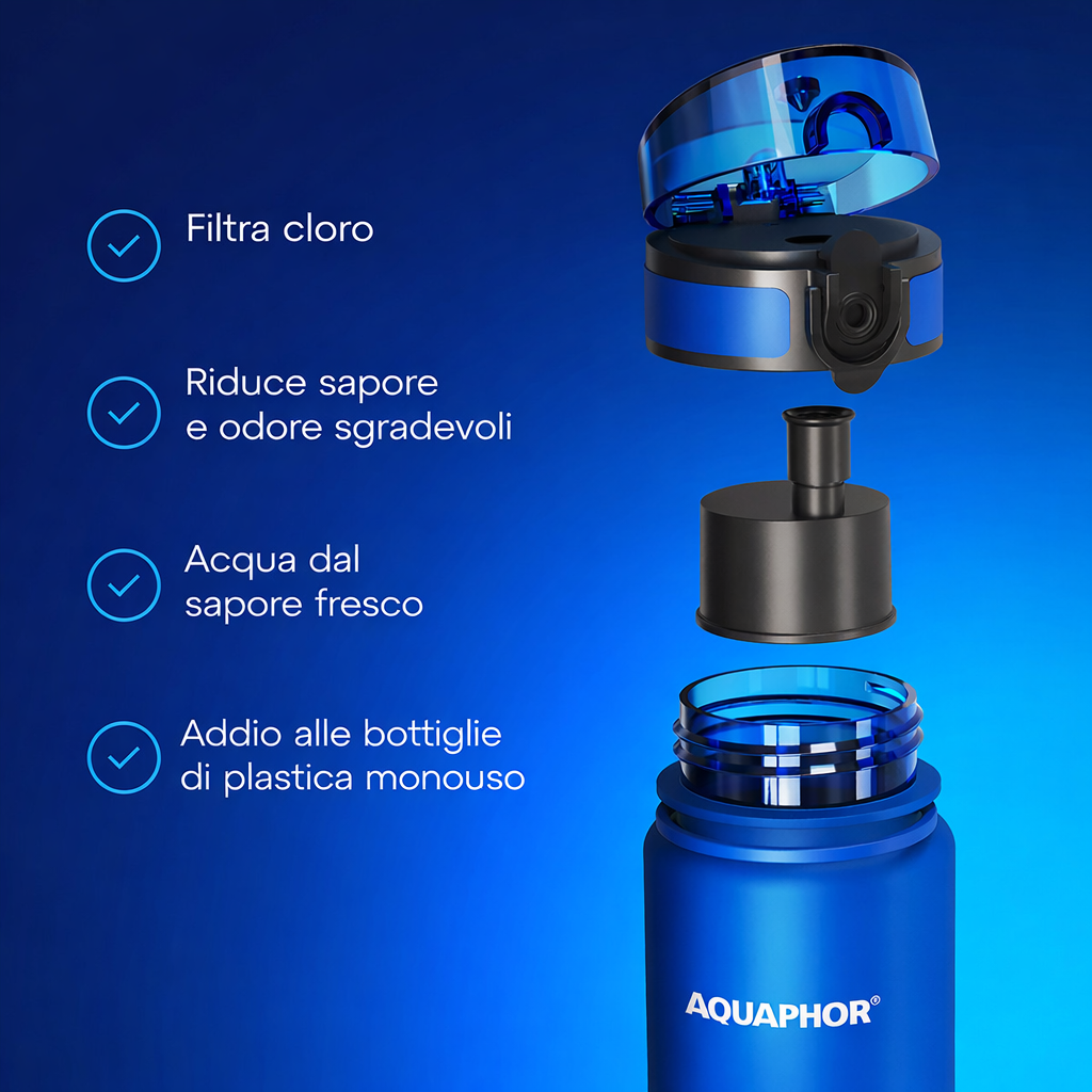 AQUAPHOR City Bottiglia Filtrante 500 ml | 150 L | Per Acqua Fredda