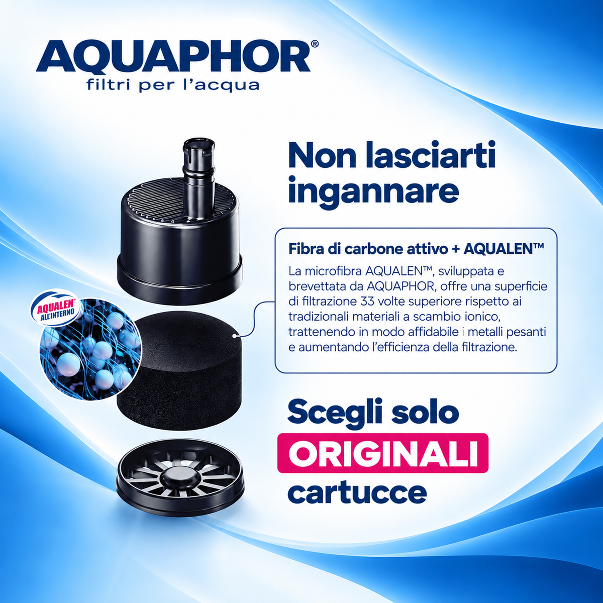 AQUAPHOR Bottle City Cartucce Filtranti di Ricambio con Carbone Attivo – 2 Pezzi | fino a 300 L