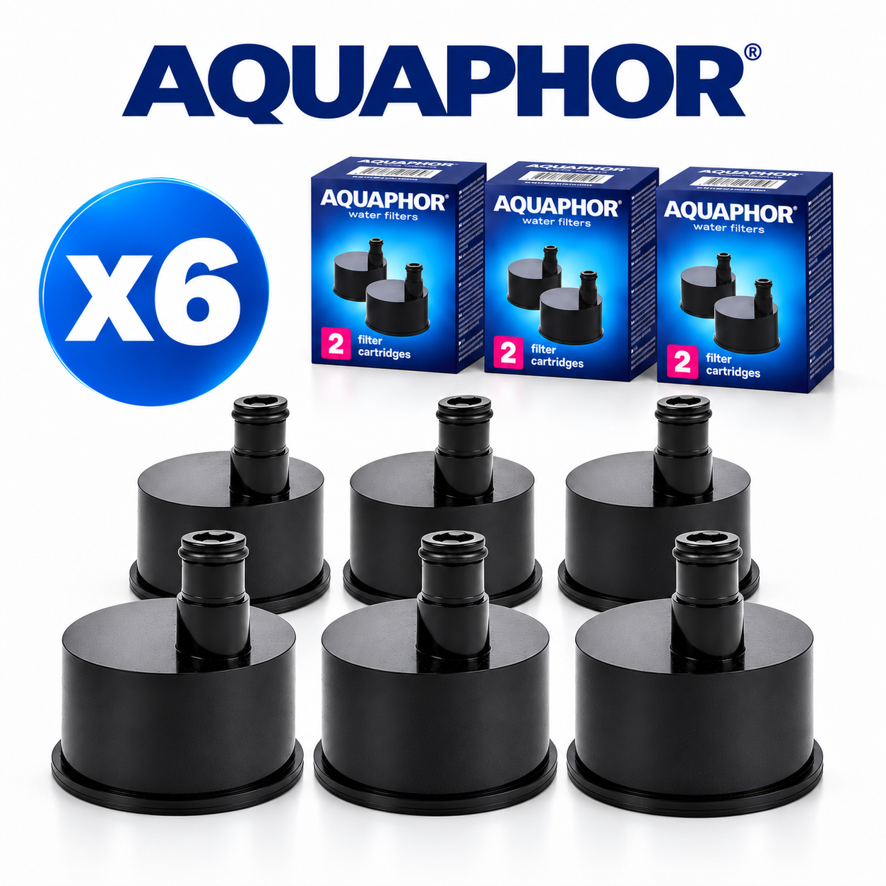 AQUAPHOR Bottle City Cartucce Filtranti di Ricambio con Carbone Attivo – 6 Pezzi | fino a 900 L