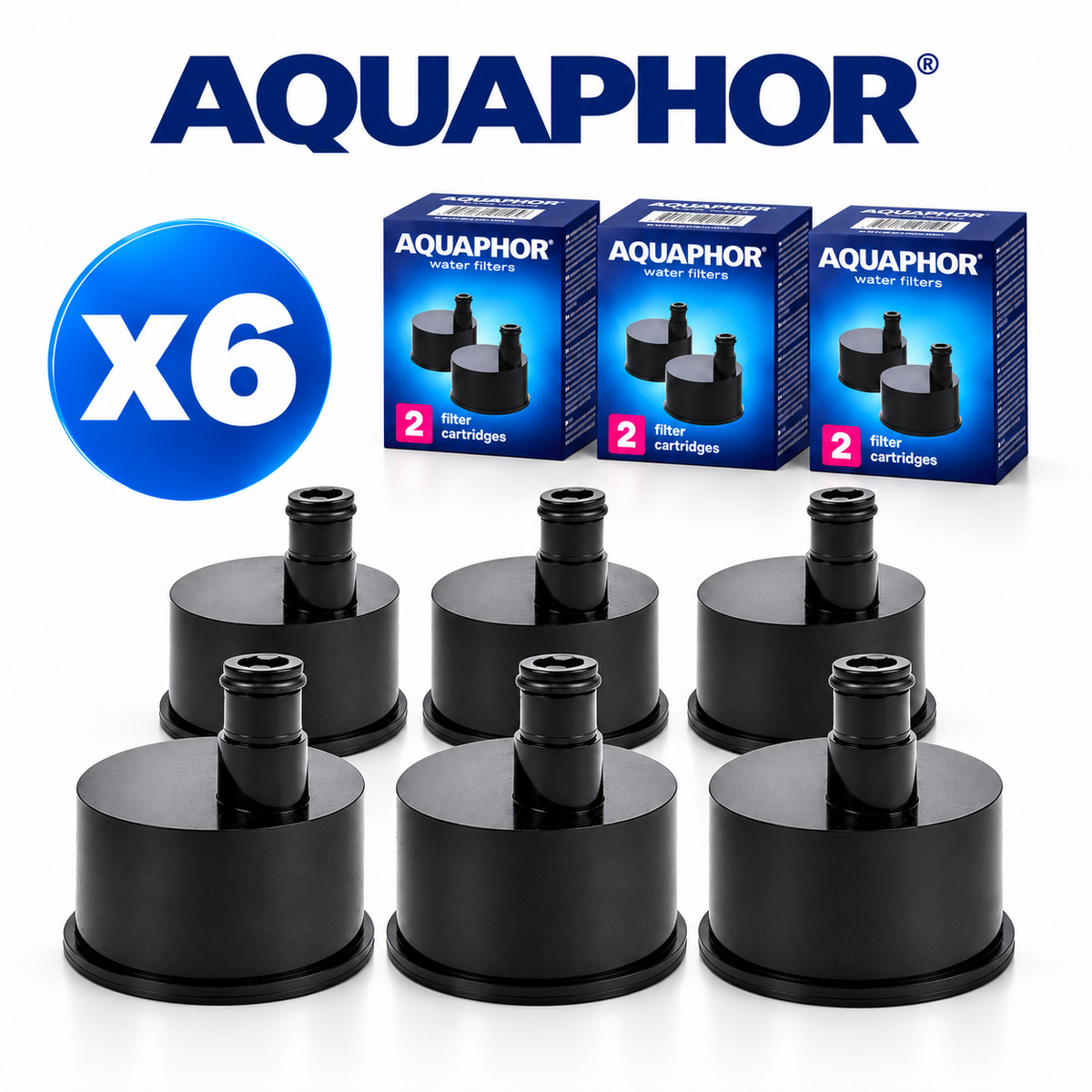 AQUAPHOR Bottle City Cartucce Filtranti di Ricambio con Carbone Attivo – 6 Pezzi | fino a 900 L