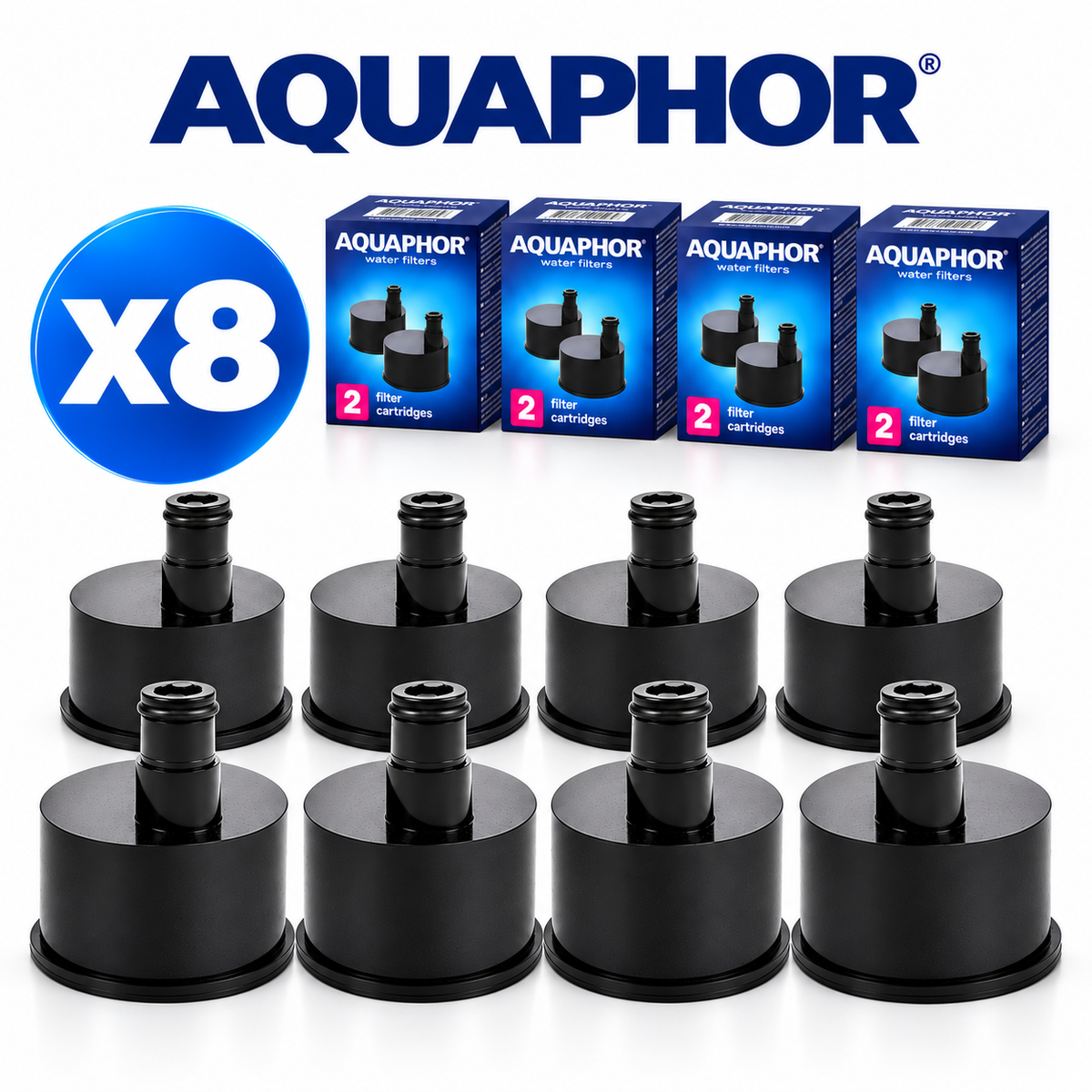 AQUAPHOR Bottle City Cartucce Filtranti di Ricambio con Carbone Attivo – 8 Pezzi | fino a 1200 L