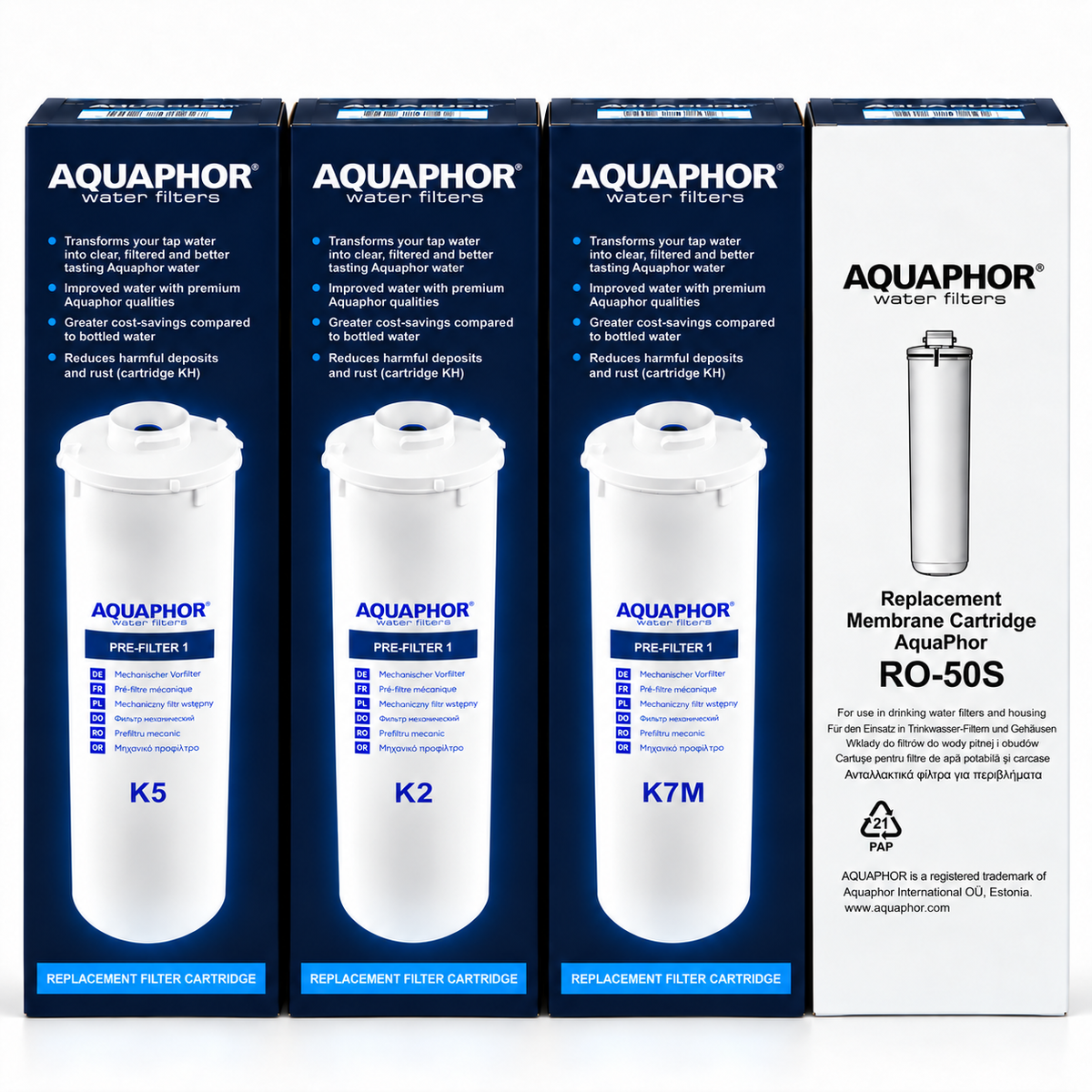 AQUAPHOR K5 + K2 + K7M + RO-50S  – Kit Ricambio 18 Mesi per RO-101S