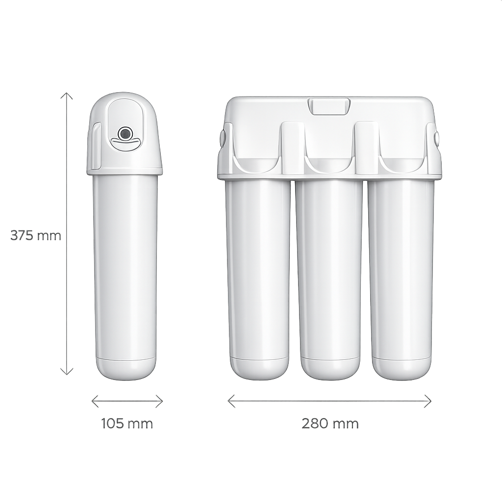 AQUAPHOR Crystal H Sistema di Filtrazione Sottolavello per Acqua Moderatamente Dura | 6000 L | Riduce Calcare