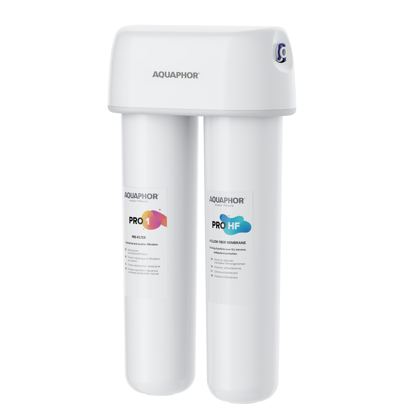 AQUAPHOR DUO HF PRO Sistema Sottolavello Compatto con Protezione Antibatterica | 0,1 Micron | 3000 L