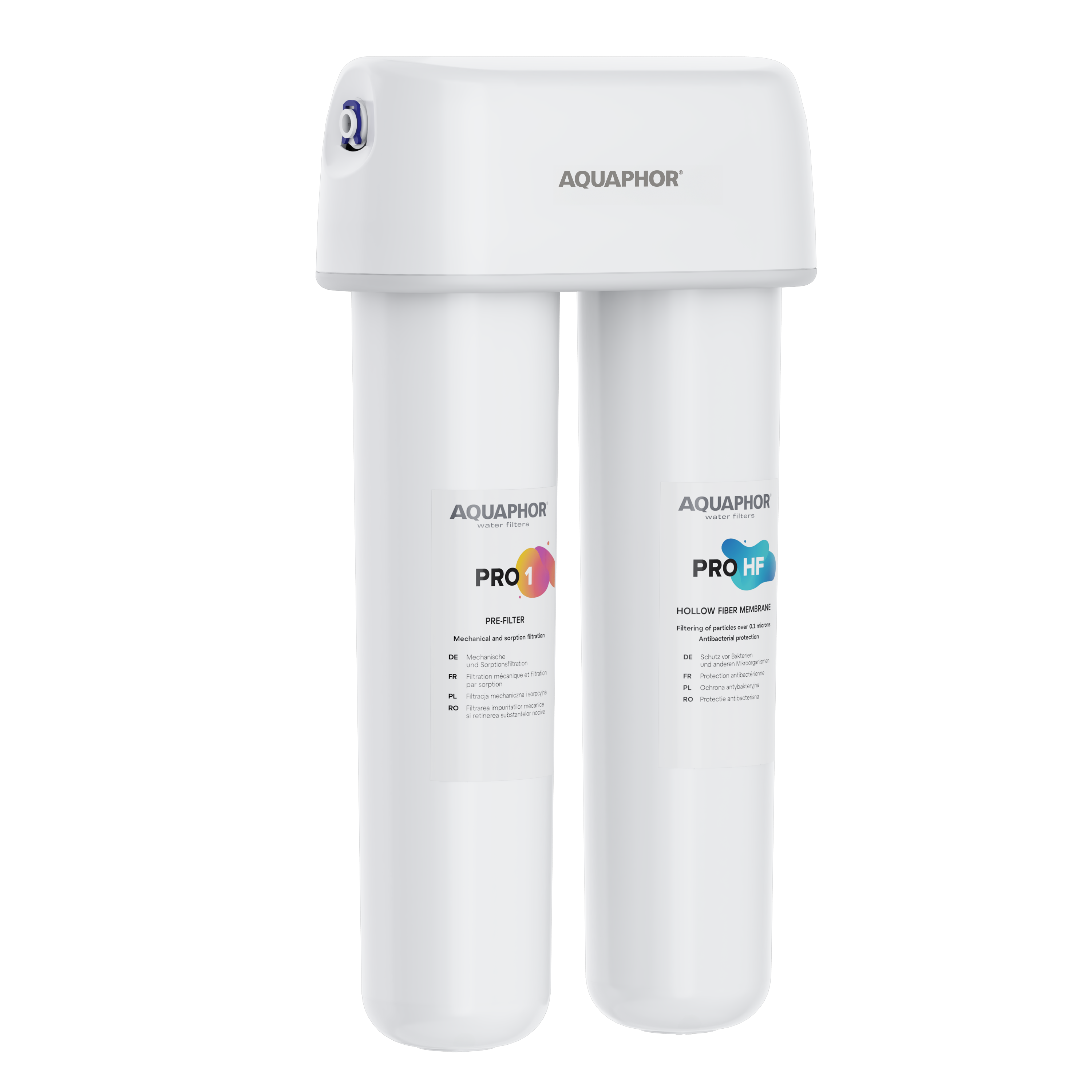 AQUAPHOR DUO HF PRO Sistema Sottolavello Compatto con Protezione Antibatterica | 0,1 Micron | 3000 L