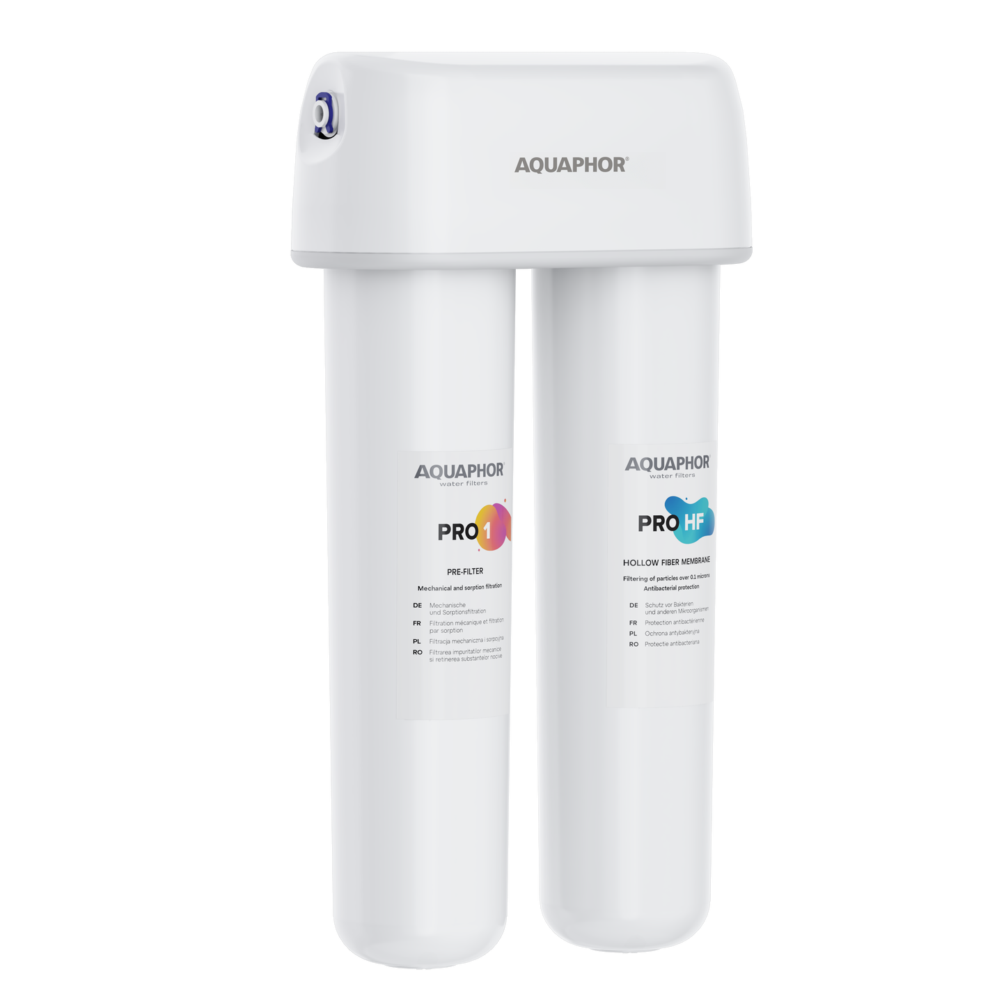 AQUAPHOR DUO HF PRO Sistema Sottolavello Compatto con Protezione Antibatterica | 0,1 Micron | 3000 L
