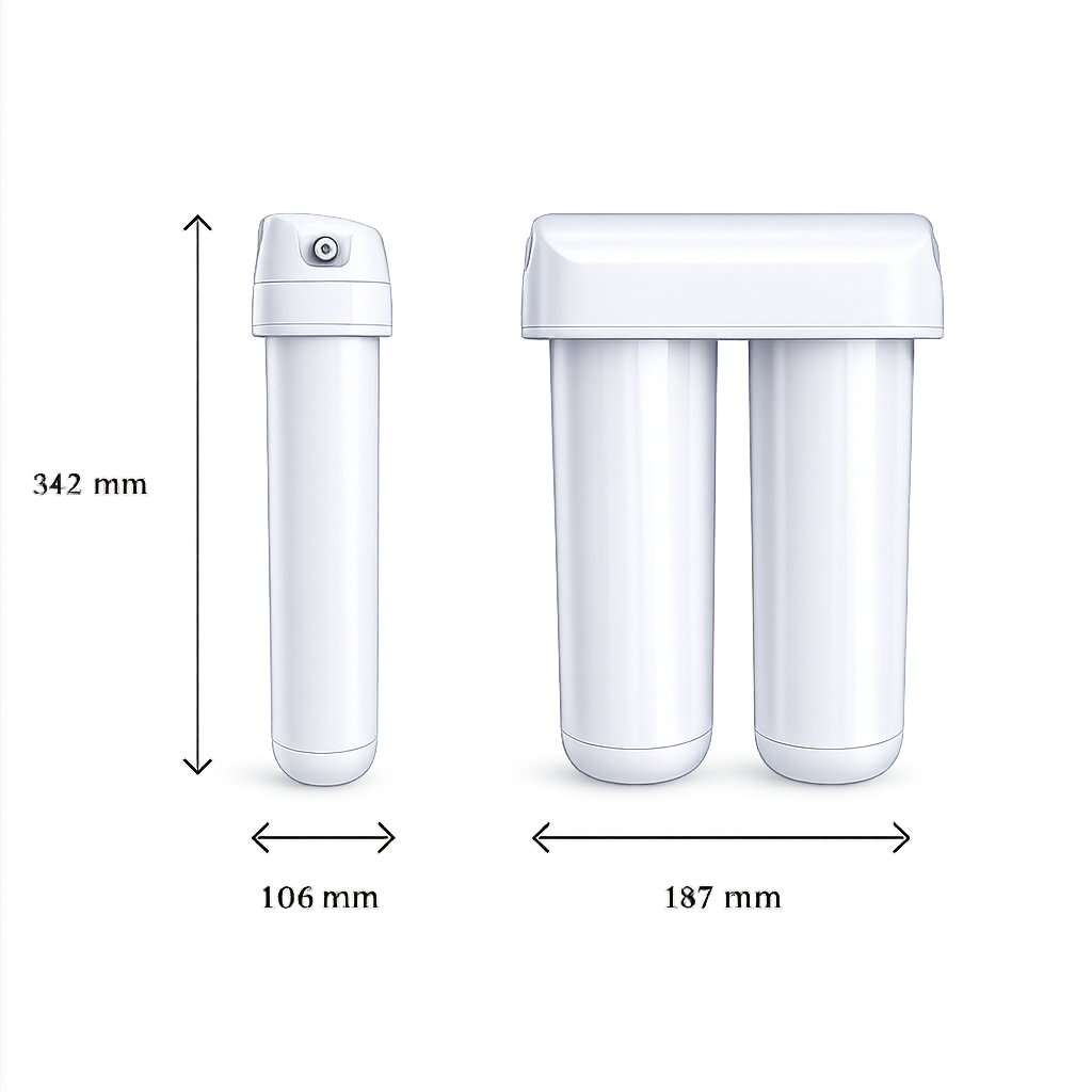 AQUAPHOR DUO HF PRO Sistema Sottolavello Compatto con Protezione Antibatterica | 0,1 Micron | 3000 L