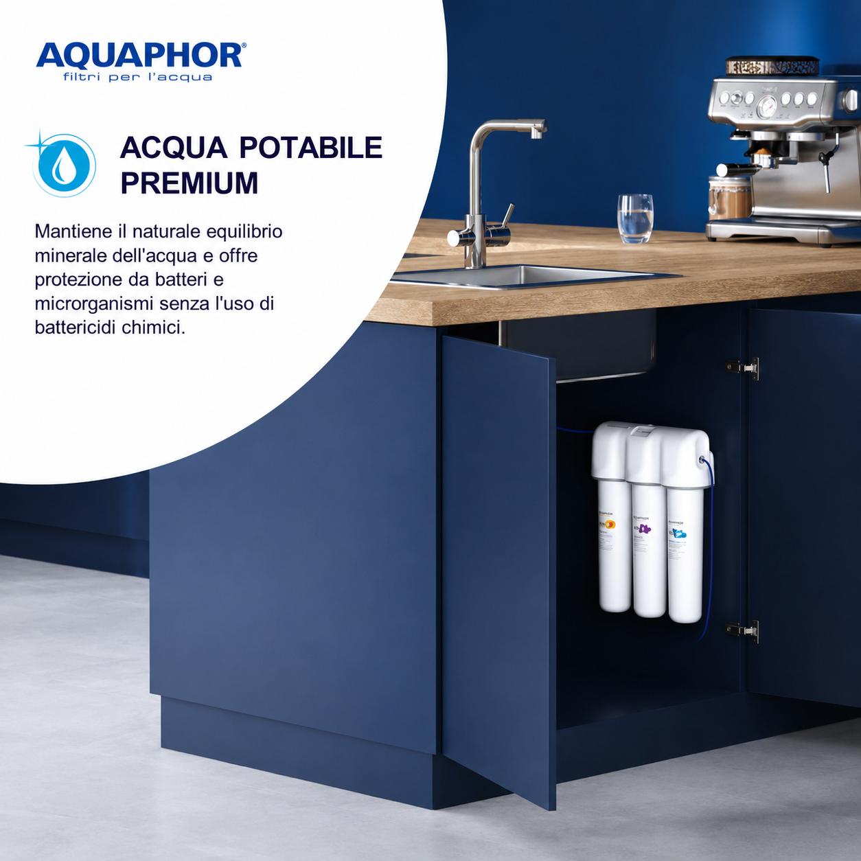 AQUAPHOR ECO H Pro – Depuratore Acqua Sottolavello Anticalcare con Set Ricambio Pro 1 + Pro H + Pro HF