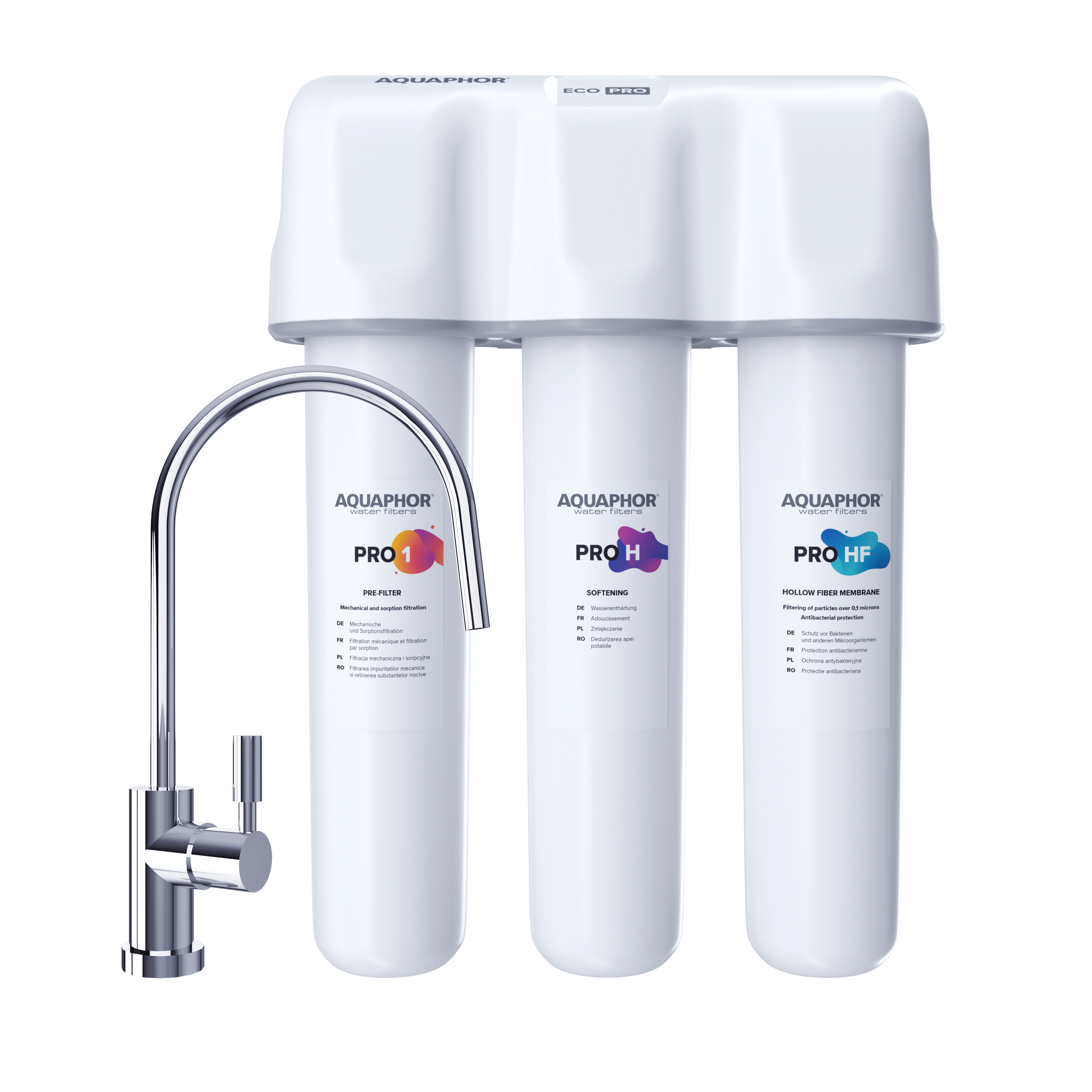 AQUAPHOR ECO H Pro Premium Undersink System with Softening and Antibacterial Protection | 8000 L