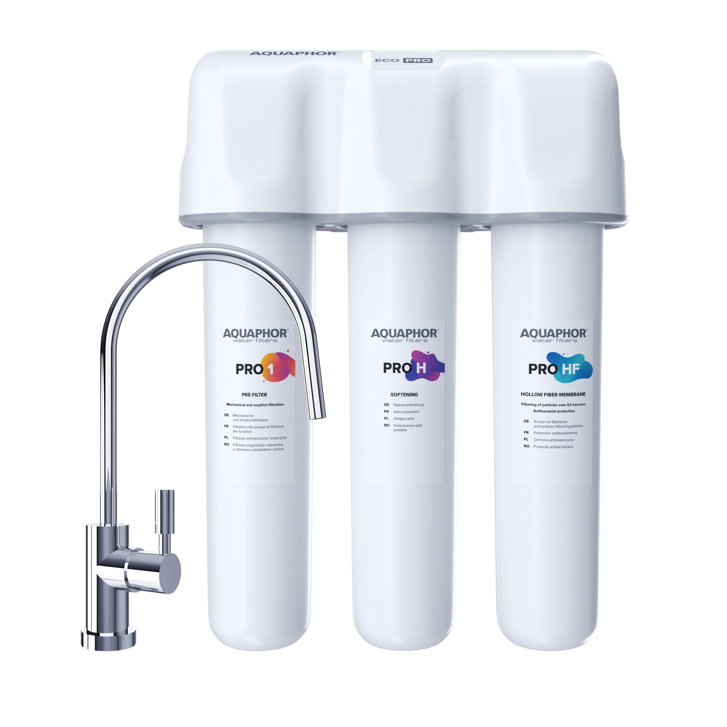AQUAPHOR ECO H Pro Sistema Sottolavello Premium con Addolcimento e Protezione Antibatterica | 8000 L