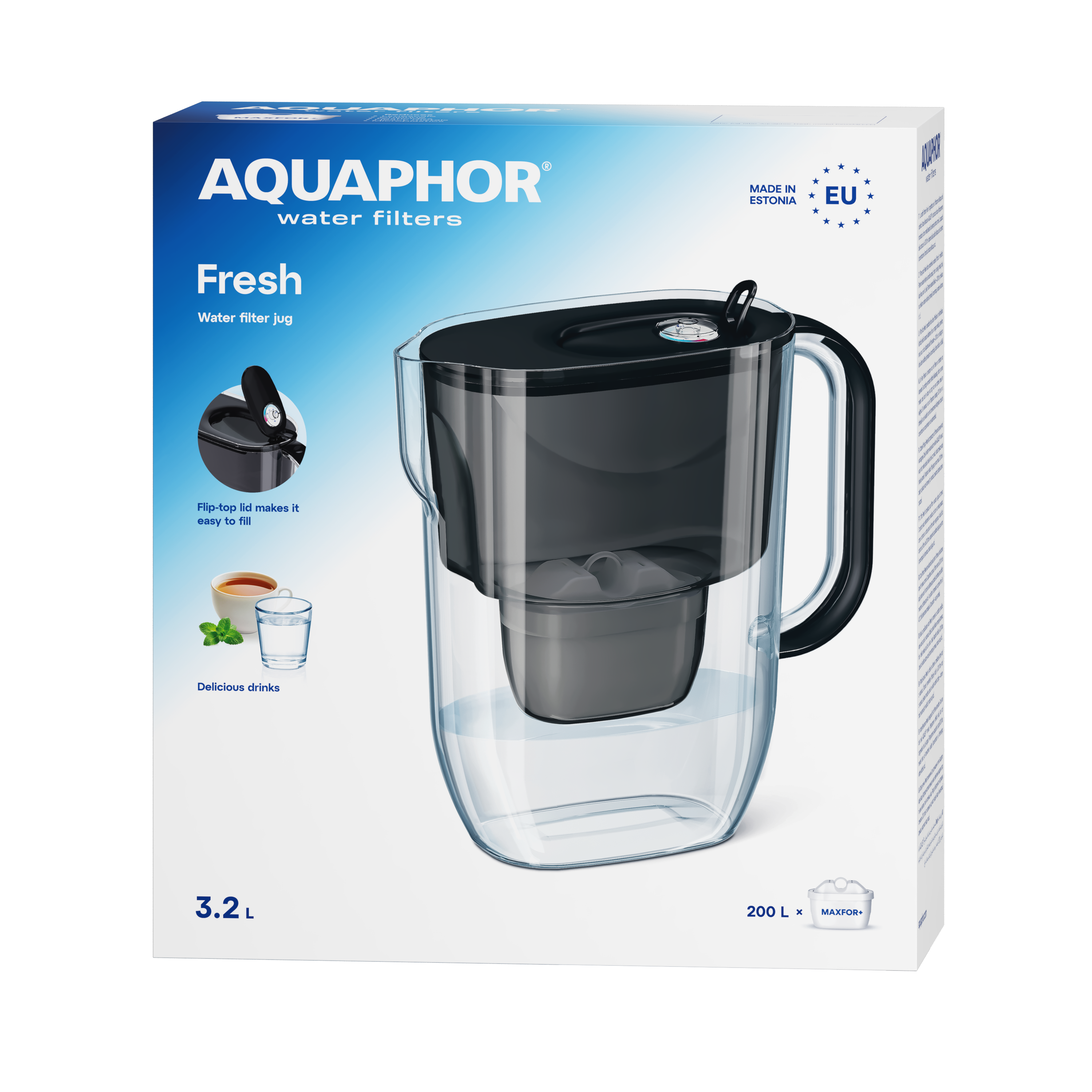 AQUAPHOR Fresh Maxfor+ Filter Jug 3.2 L | For Fridge Door | Filter Indicator