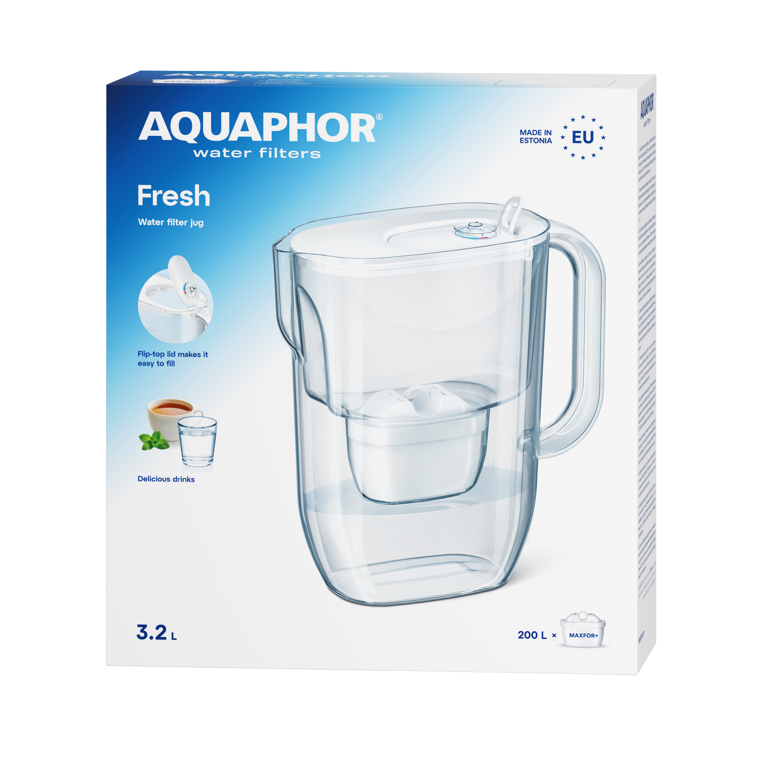 AQUAPHOR Fresh Maxfor+ Filter Jug 3.2 L | For Fridge Door | Filter Indicator