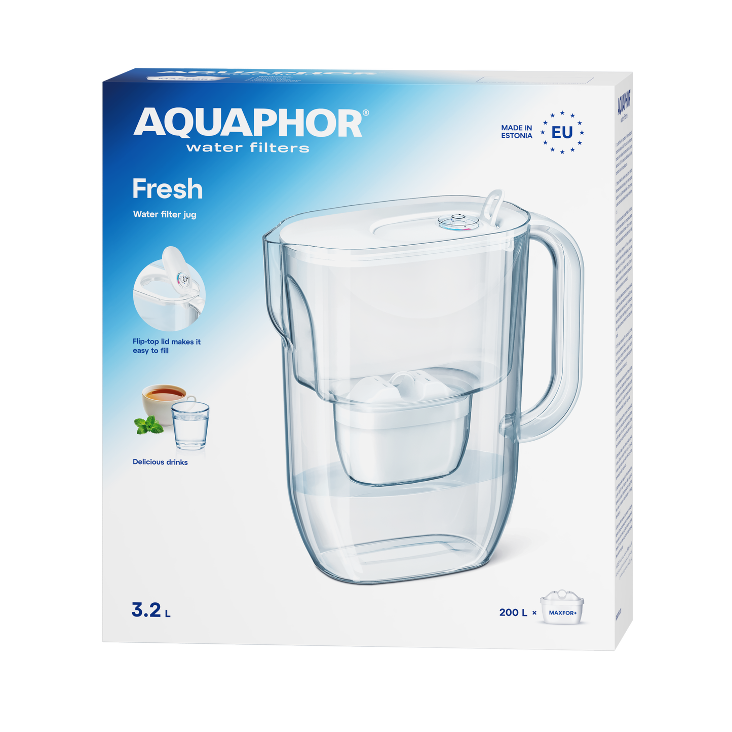 AQUAPHOR Fresh Maxfor+ Filter Jug 3.2 L | For Fridge Door | Filter Indicator