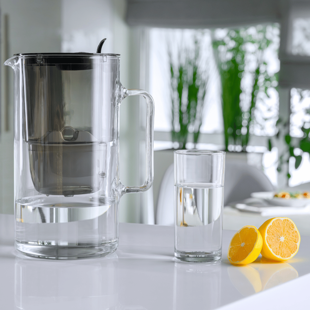 Caraffa filtrante in vetro nero AQUAPHOR Glass + 6 cartucce Maxfor+| Kit acqua filtrata fino a 1400 L