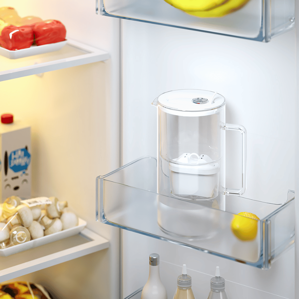 Caraffa filtrante in vetro bianco AQUAPHOR Glass + 6 cartucce Maxfor+Mg | Kit acqua filtrata al magnesio fino a 1400 L