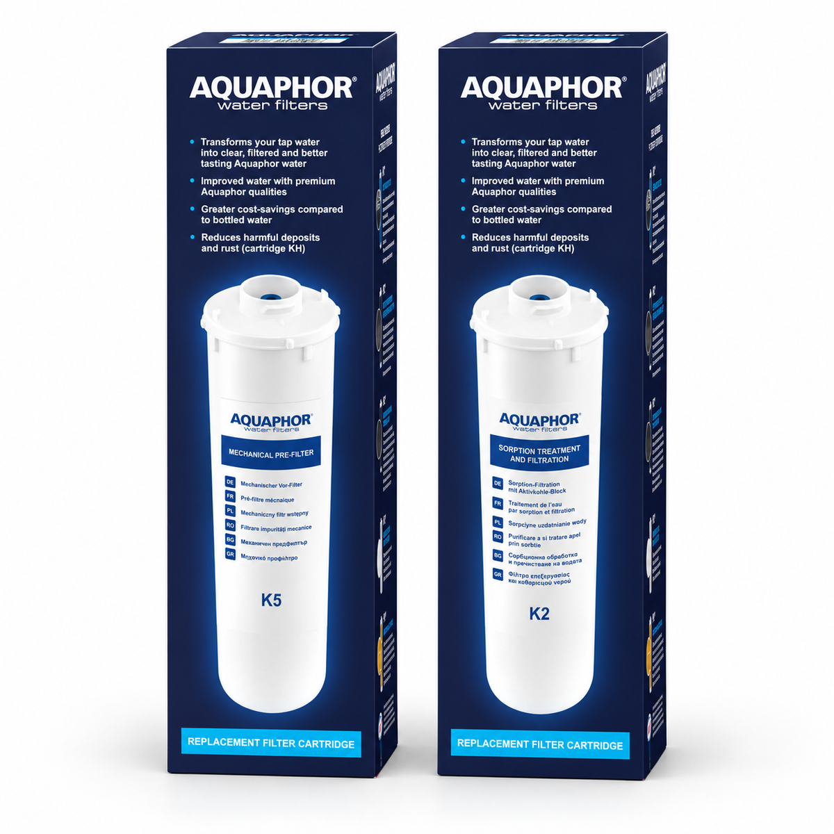 AQUAPHOR K5 + K2 – Kit Cartucce di Ricambio 6 Mesi per RO-101S e RO-102S