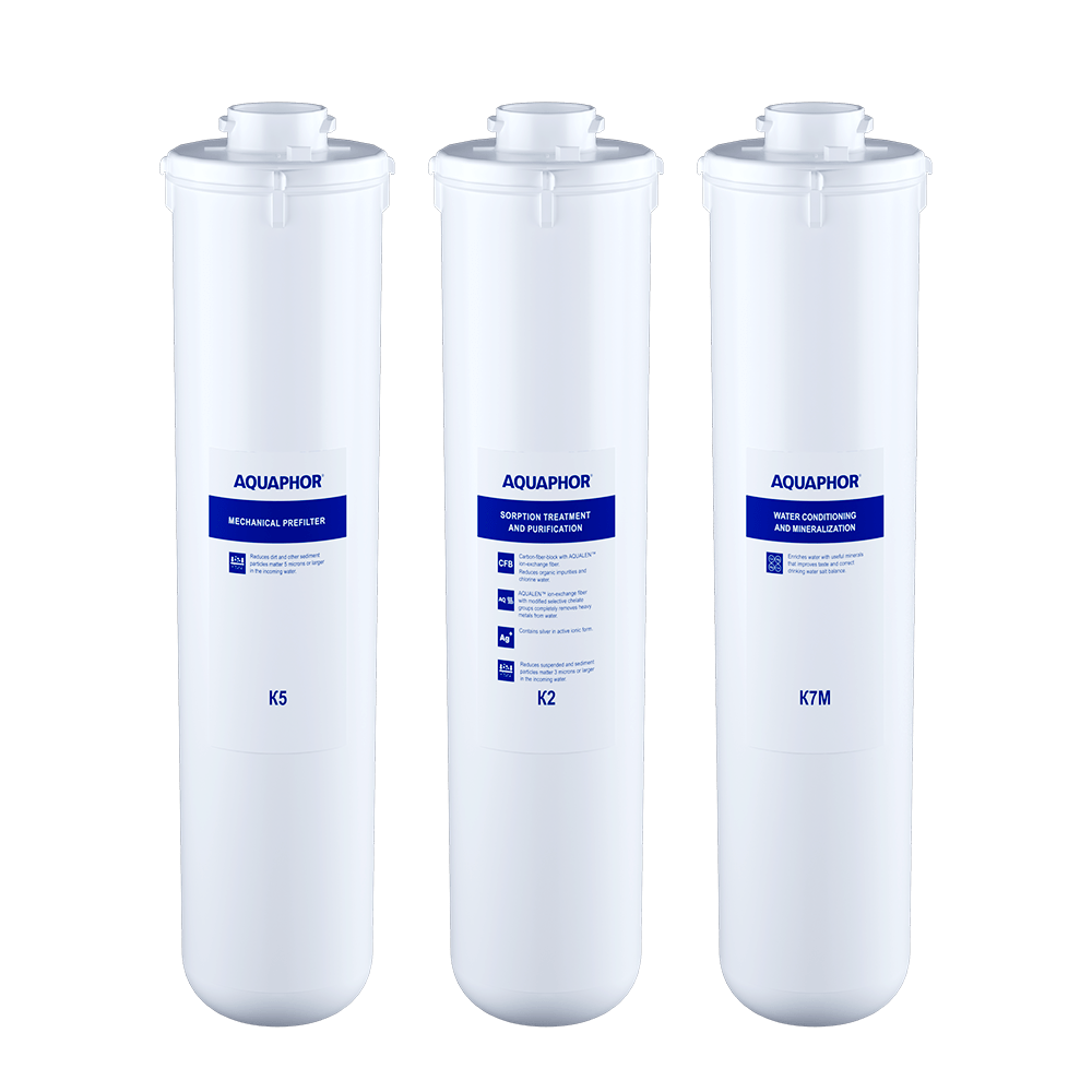 AQUAPHOR RO-101S/102S Set di Ricambio Senza Membrana – K5 + K2 + K7M | Per Sistemi ad Osmosi Inversa
