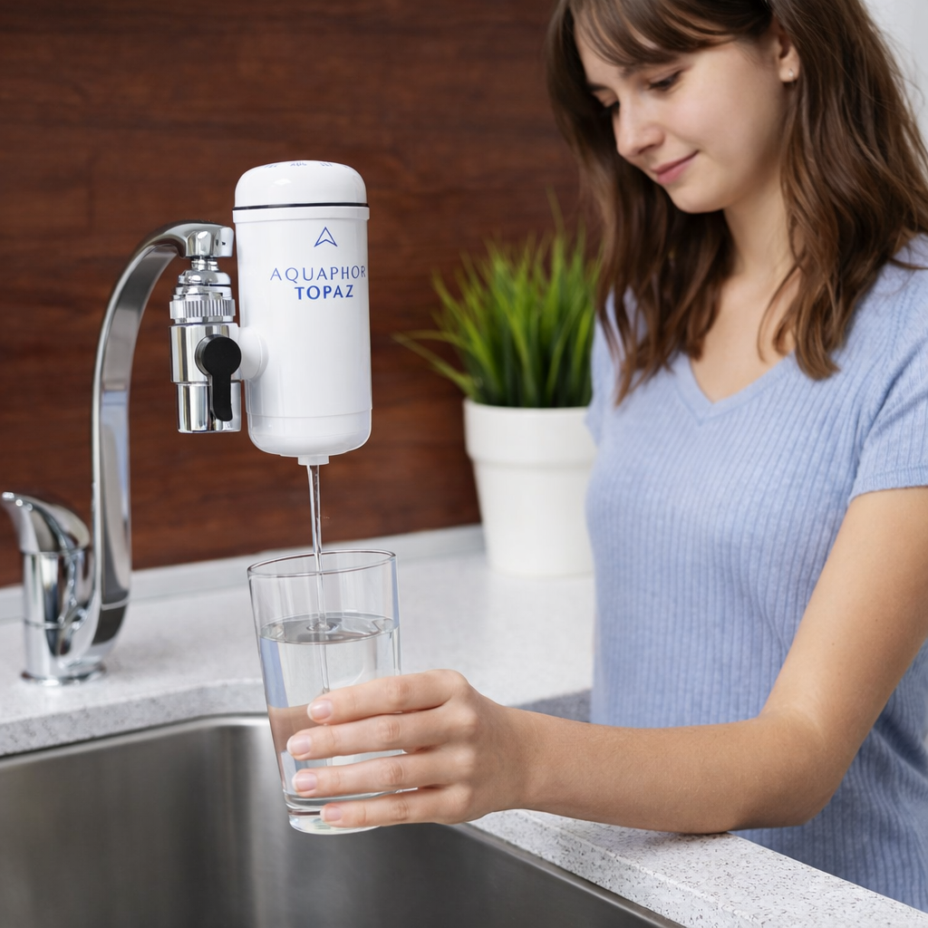 AQUAPHOR Topaz Filtro da Rubinetto Compatto per Acqua Potabile | 750 L