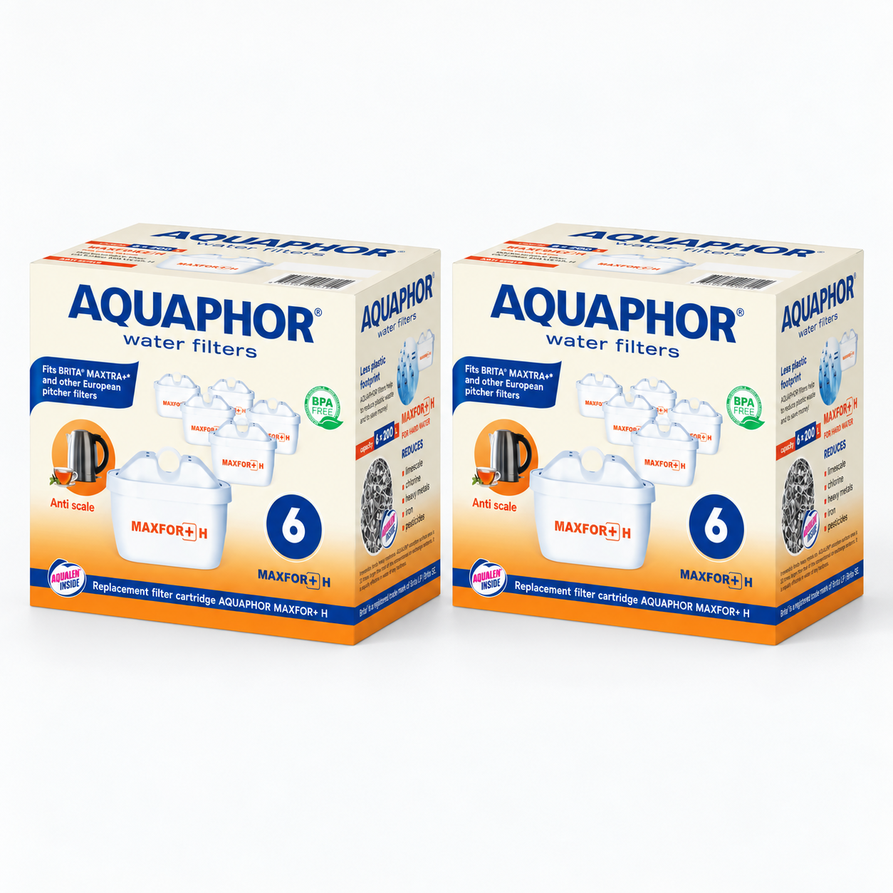 AQUAPHOR MAXFOR+ H Cartucce Filtranti Compatibili con Sistemi Tipo BRITA MAXTRA+. Confezione da 12 Pezzi