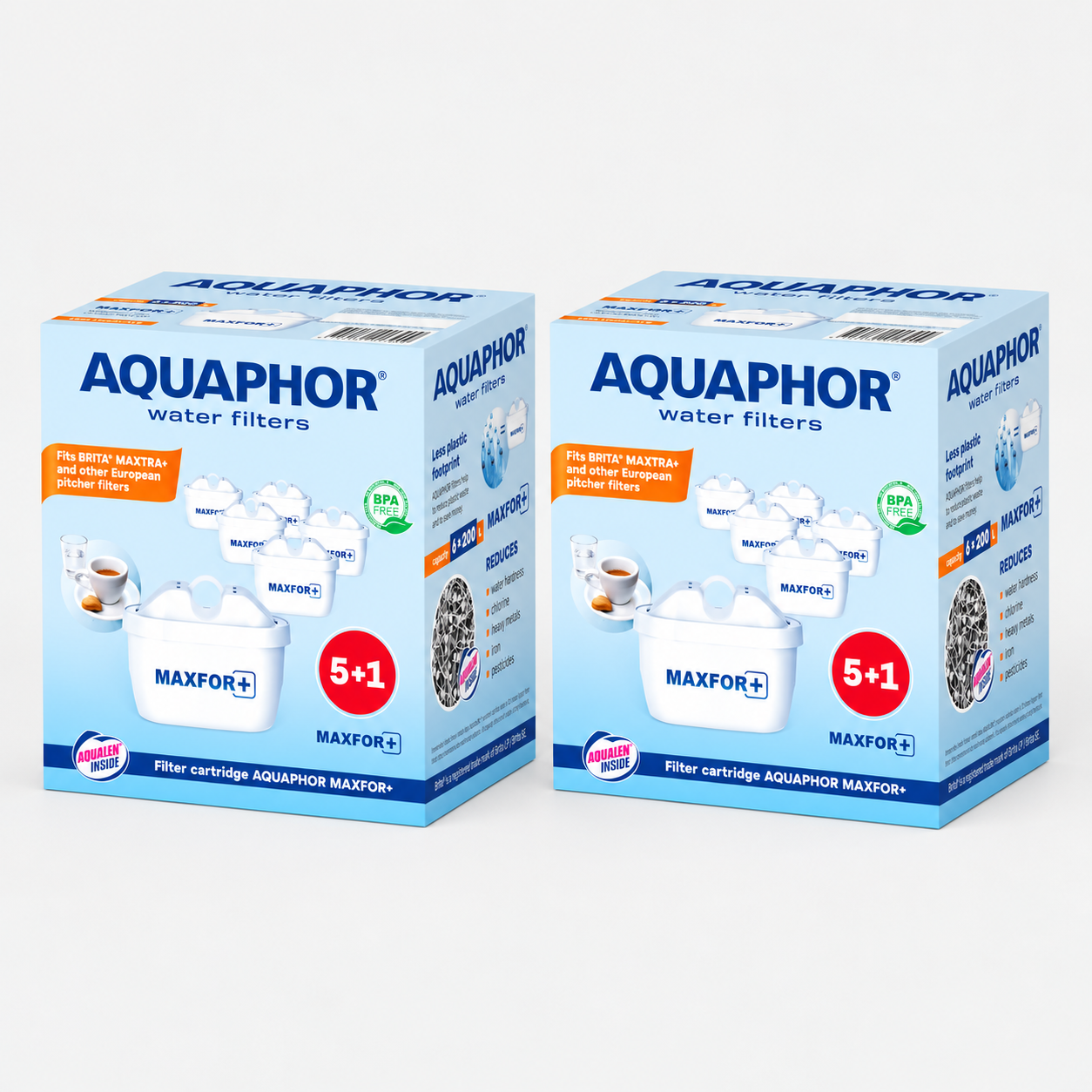 AQUAPHOR MAXFOR+ Cartucce Filtranti Compatibili con Sistemi Tipo BRITA MAXTRA+. Confezione da 12 Pezzi