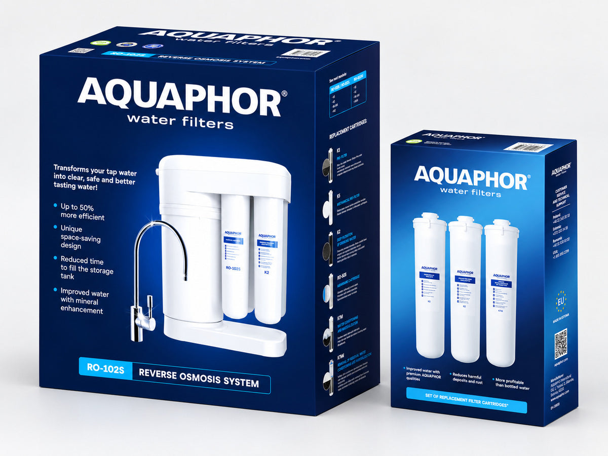 Depuratore AQUAPHOR RO-101S con K5 + K2 + K7M – Sistema a Osmosi Inversa con Kit Ricambio 12 Mesi