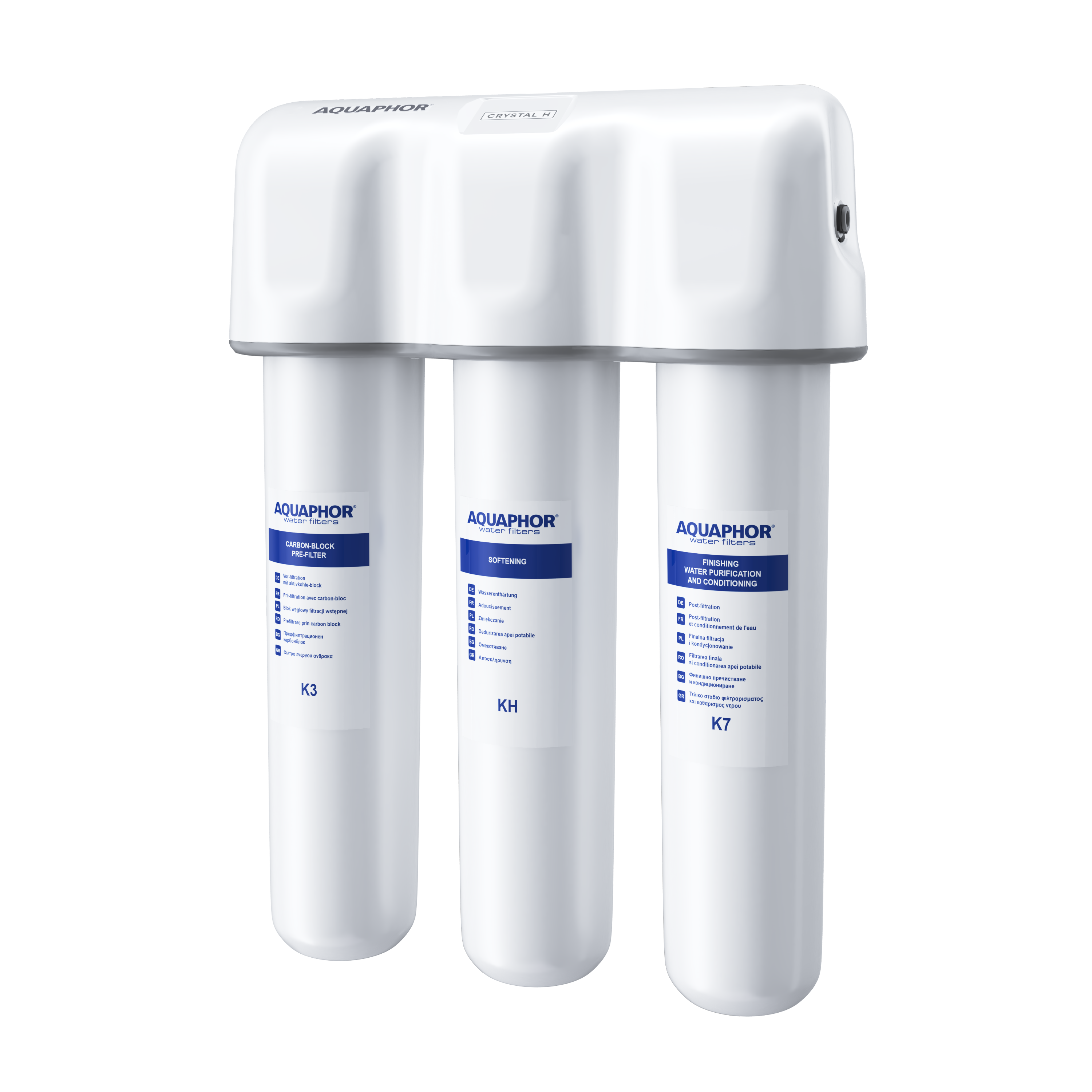 AQUAPHOR Crystal H Sistema di Filtrazione Sottolavello per Acqua Moderatamente Dura | 6000 L | Riduce Calcare