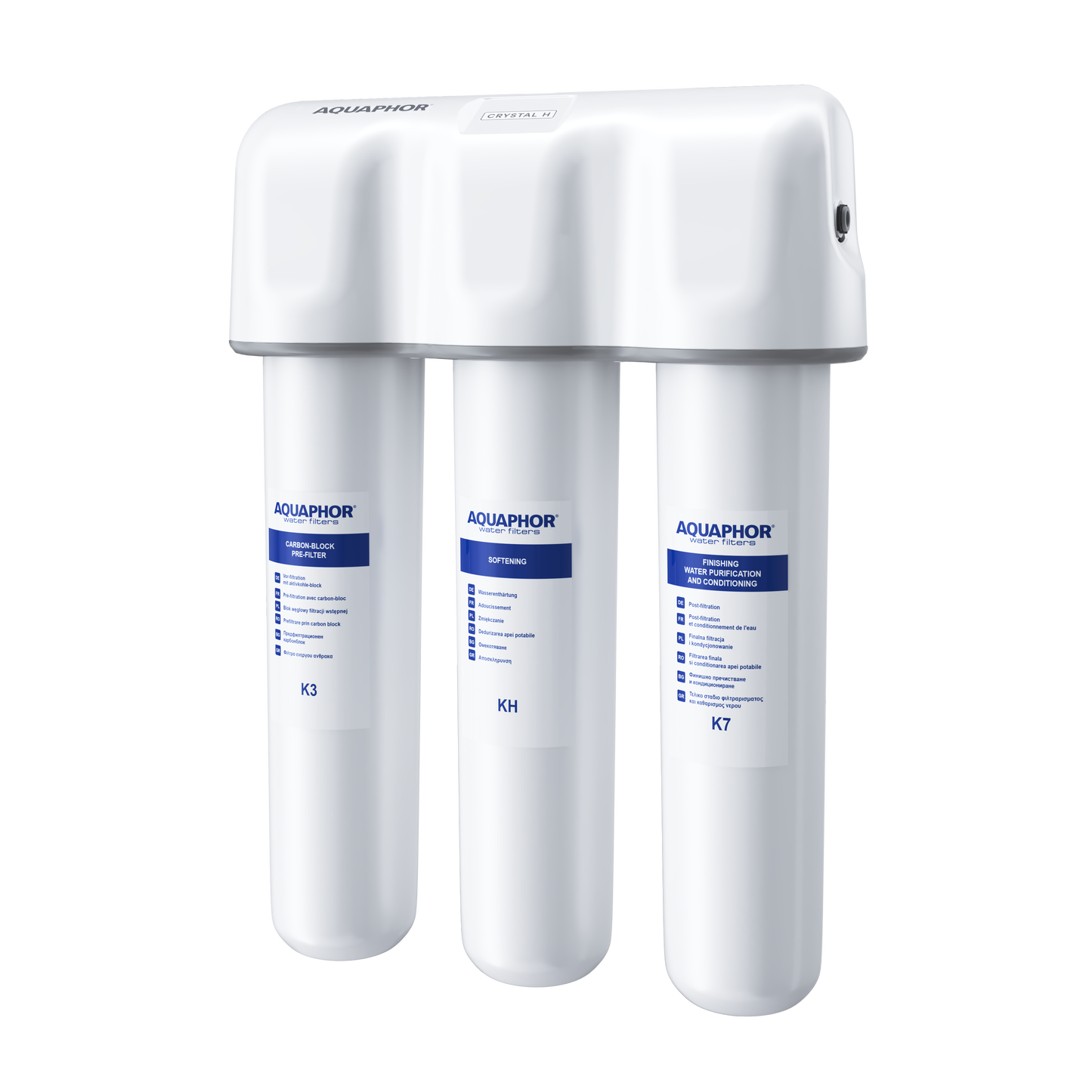 AQUAPHOR Crystal H Sistema di Filtrazione Sottolavello per Acqua Moderatamente Dura | 6000 L | Riduce Calcare