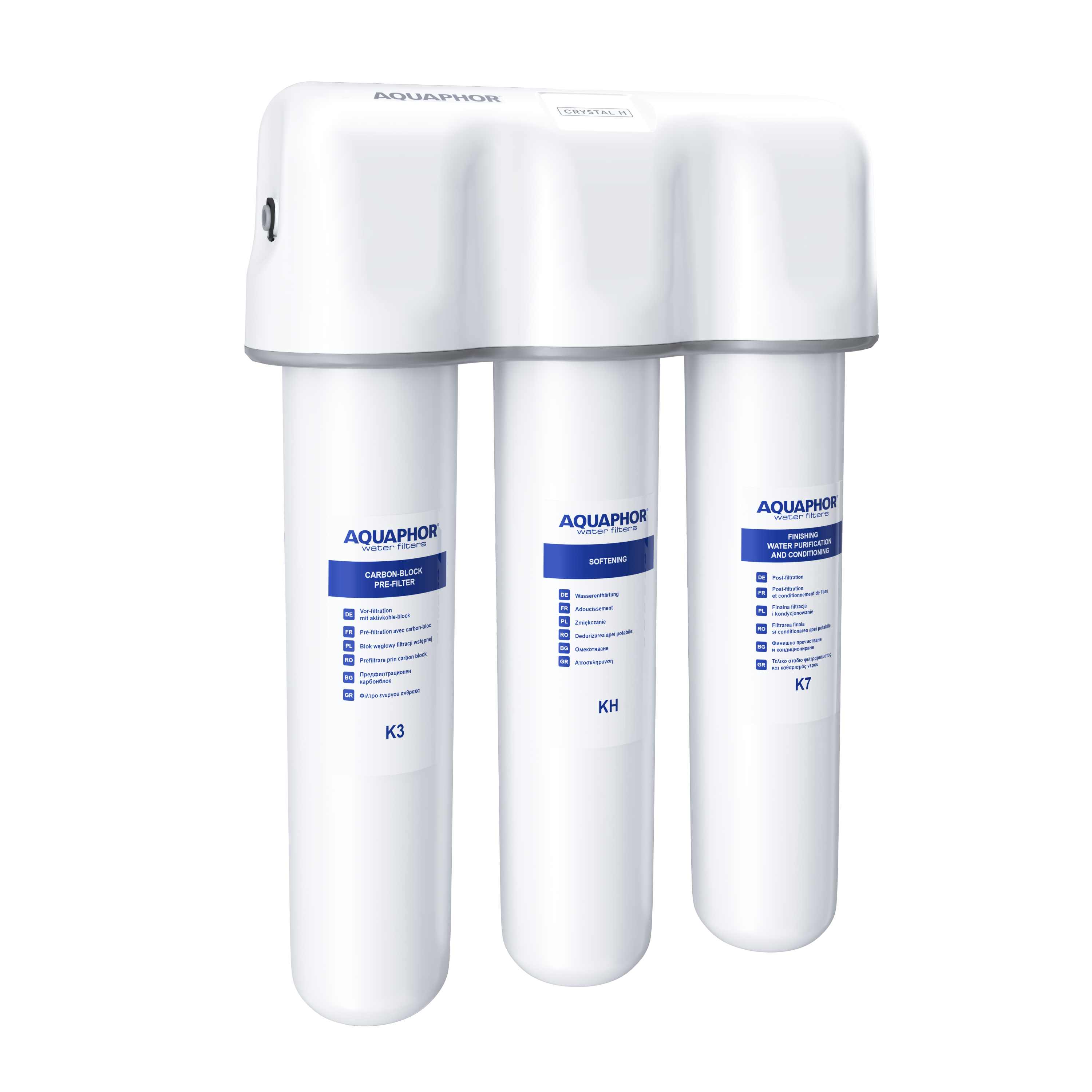 AQUAPHOR Crystal H Sistema di Filtrazione Sottolavello per Acqua Moderatamente Dura | 6000 L | Riduce Calcare