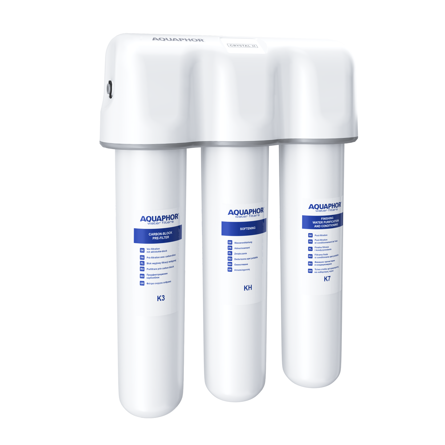 AQUAPHOR Crystal H Sistema di Filtrazione Sottolavello per Acqua Moderatamente Dura | 6000 L | Riduce Calcare