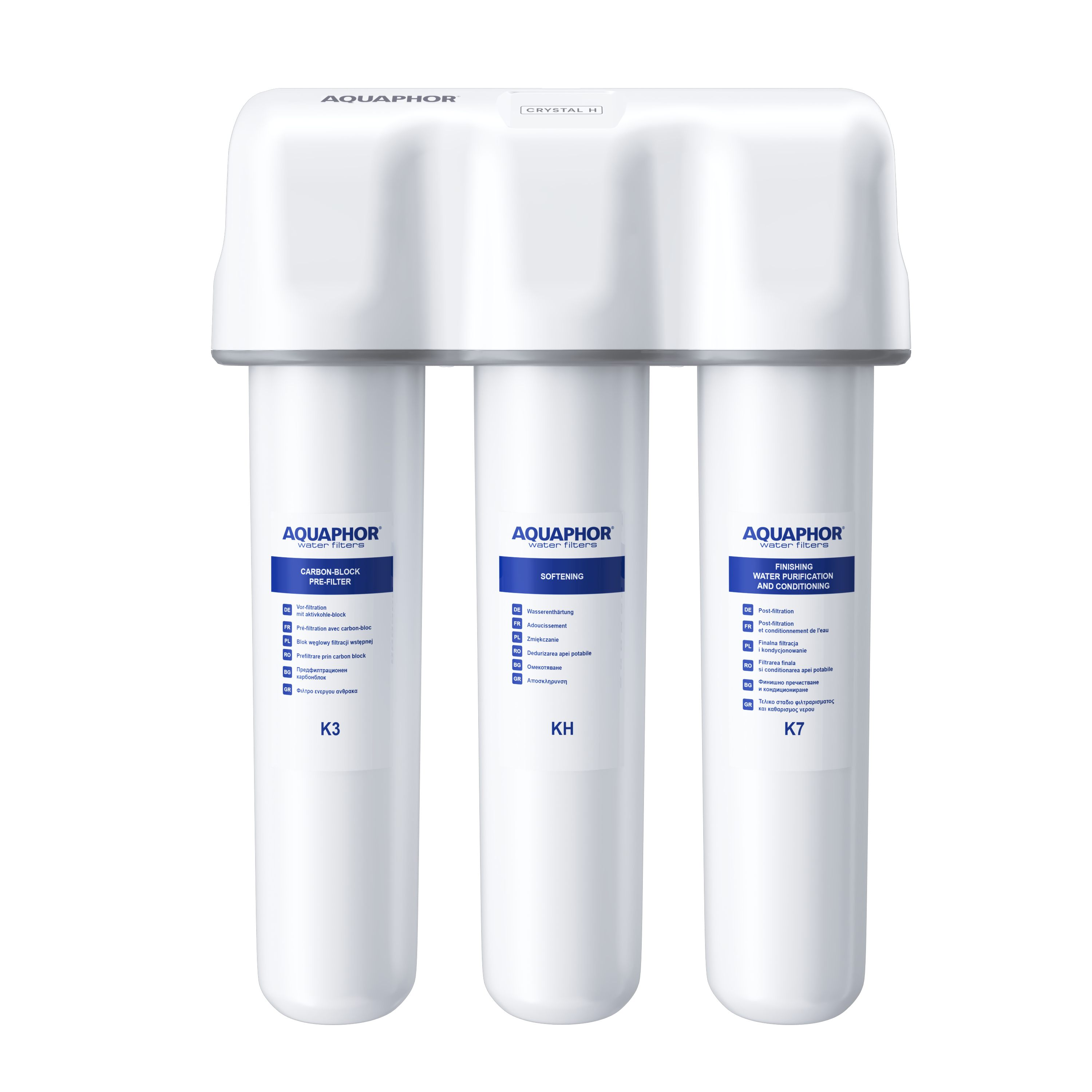 AQUAPHOR Crystal H Sistema di Filtrazione Sottolavello per Acqua Moderatamente Dura | 6000 L | Riduce Calcare