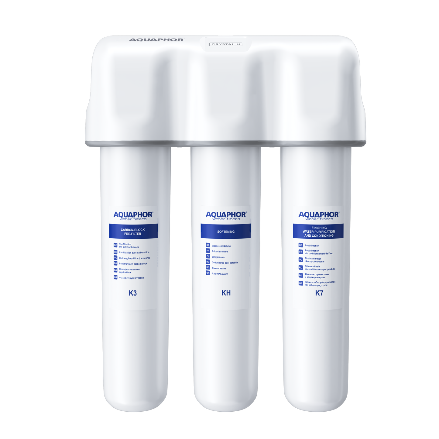 AQUAPHOR Crystal H Sistema di Filtrazione Sottolavello per Acqua Moderatamente Dura | 6000 L | Riduce Calcare