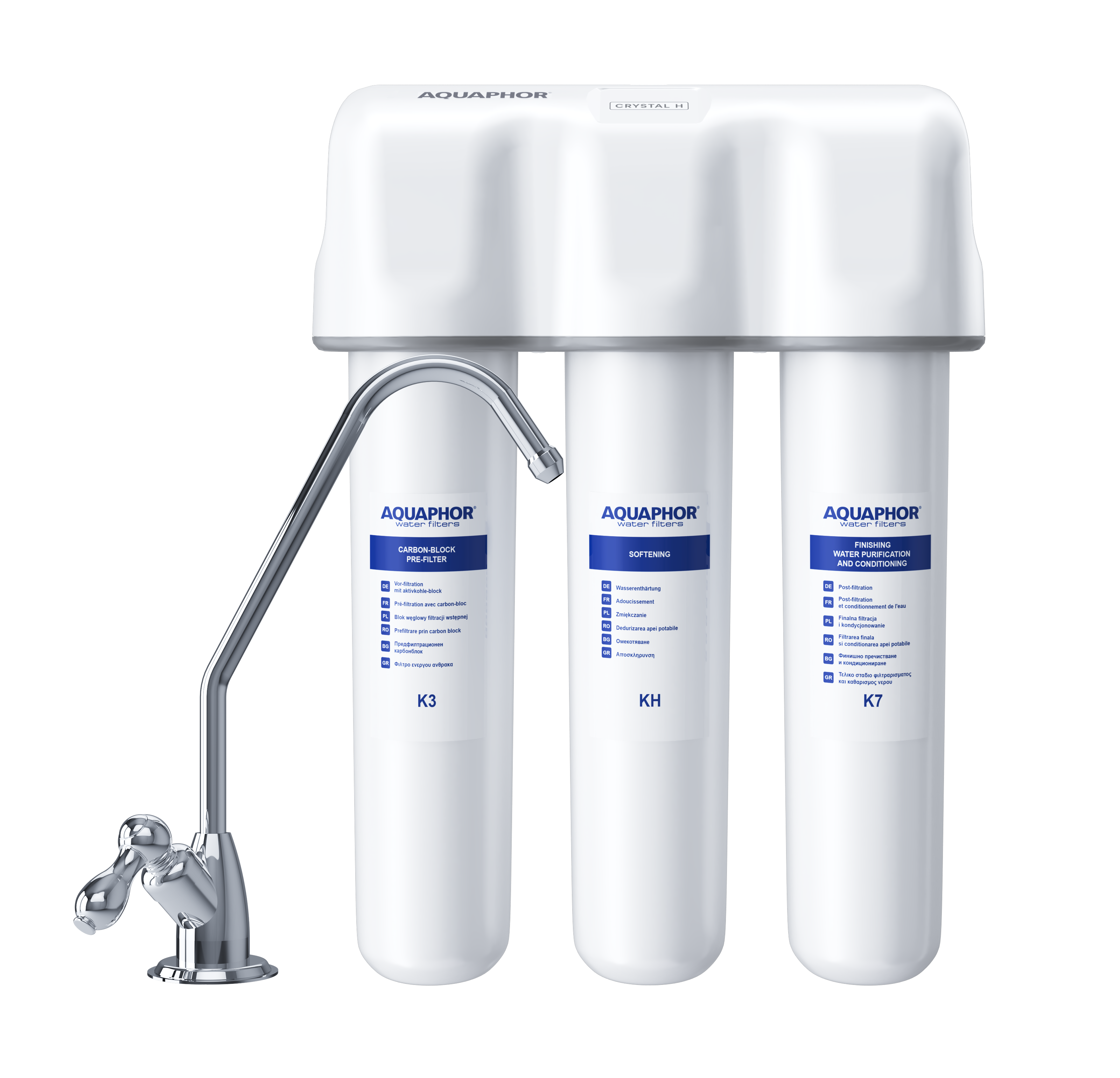 AQUAPHOR Crystal H Under-Sink Filtration System for Moderately Hard Water | 6000 L | Reduces Limescale