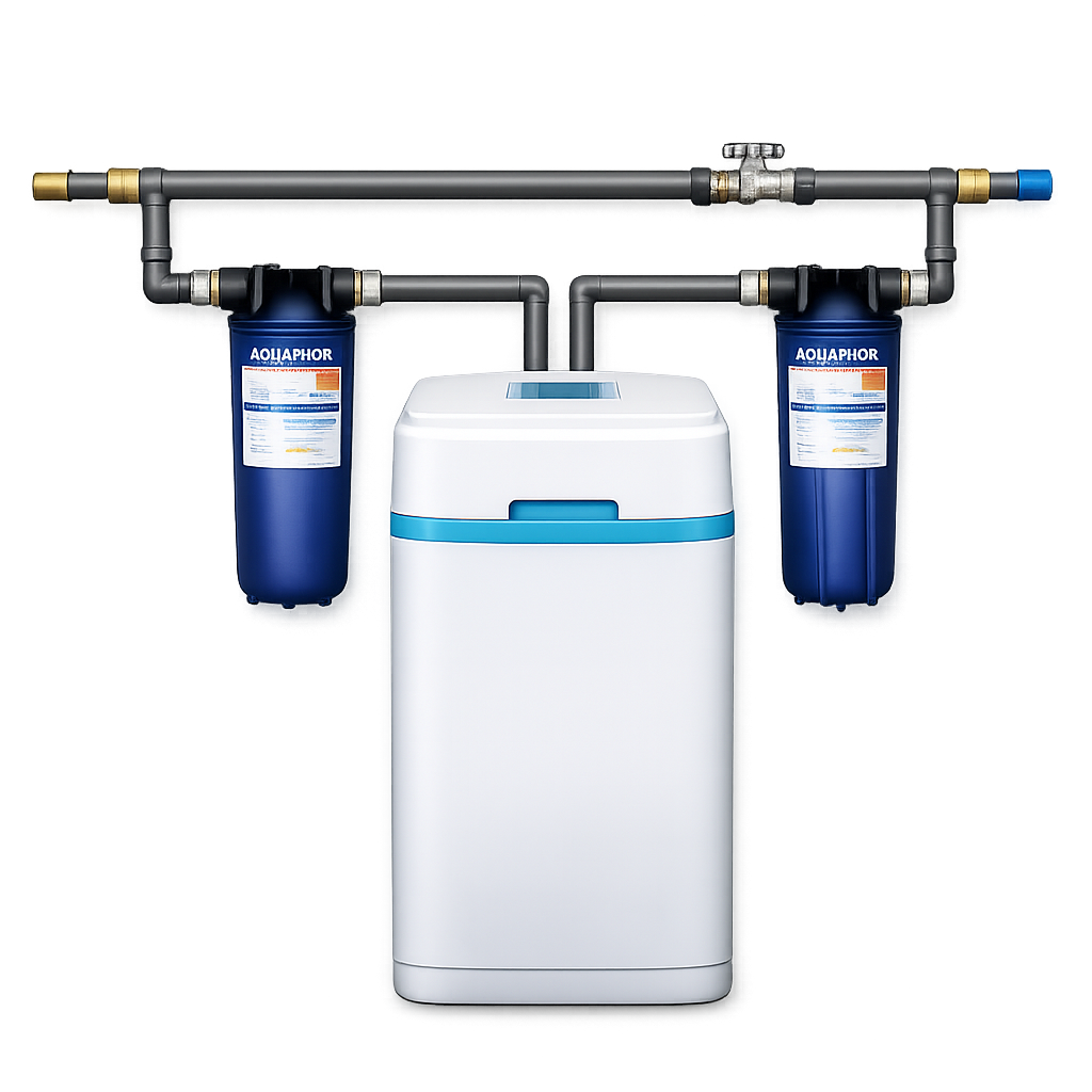 AQUAPHOR S550 Addolcitore d’Acqua Ultracompatto | 1,5 m³/h | Sistema All-in-One per Casa