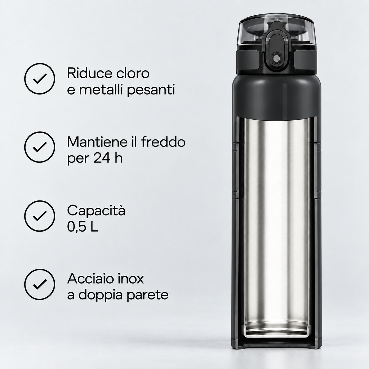 Kit AQUAPHOR City Cool 0,5 L borraccia Filtrante con 3 Cartucce, fino a 450 L (копия)