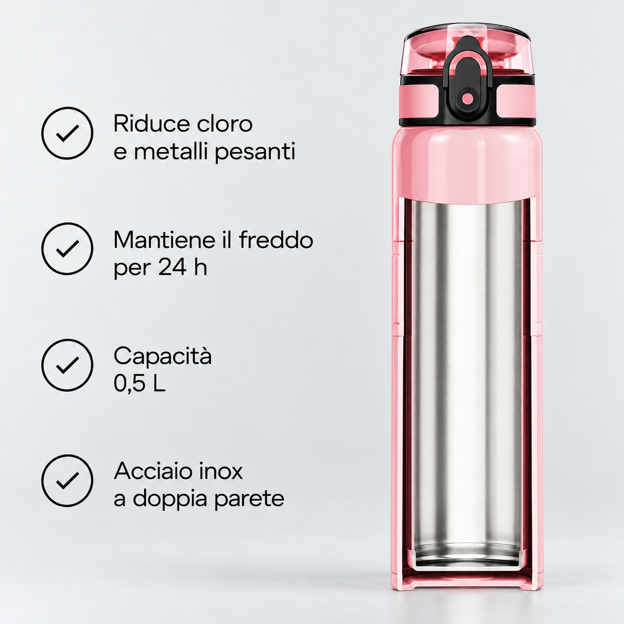 Kit AQUAPHOR City Cool 0,5 L borraccia Filtrante con 3 Cartucce, fino a 450 L