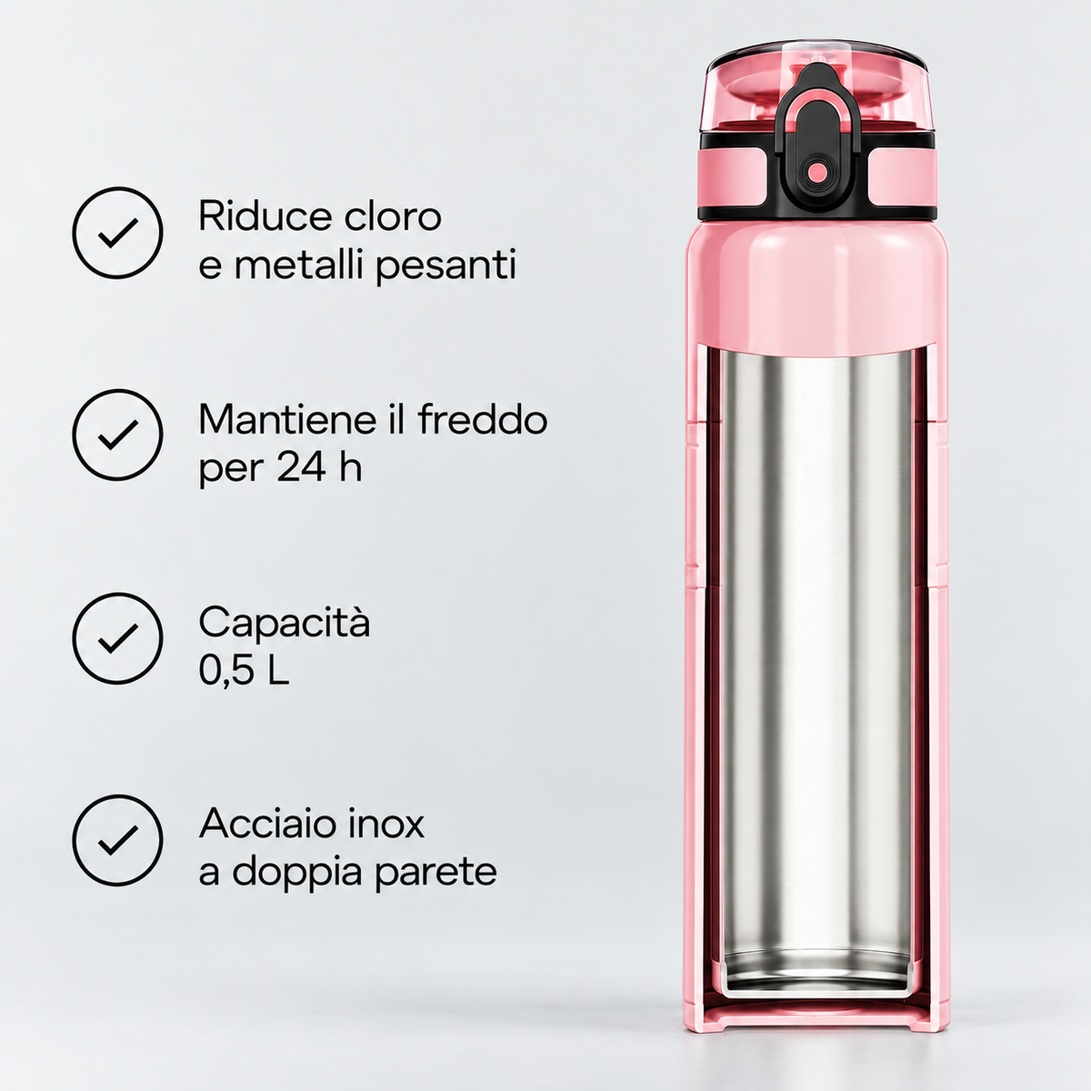 Kit AQUAPHOR City Cool 0,5 L borraccia Filtrante con 3 Cartucce, fino a 450 L