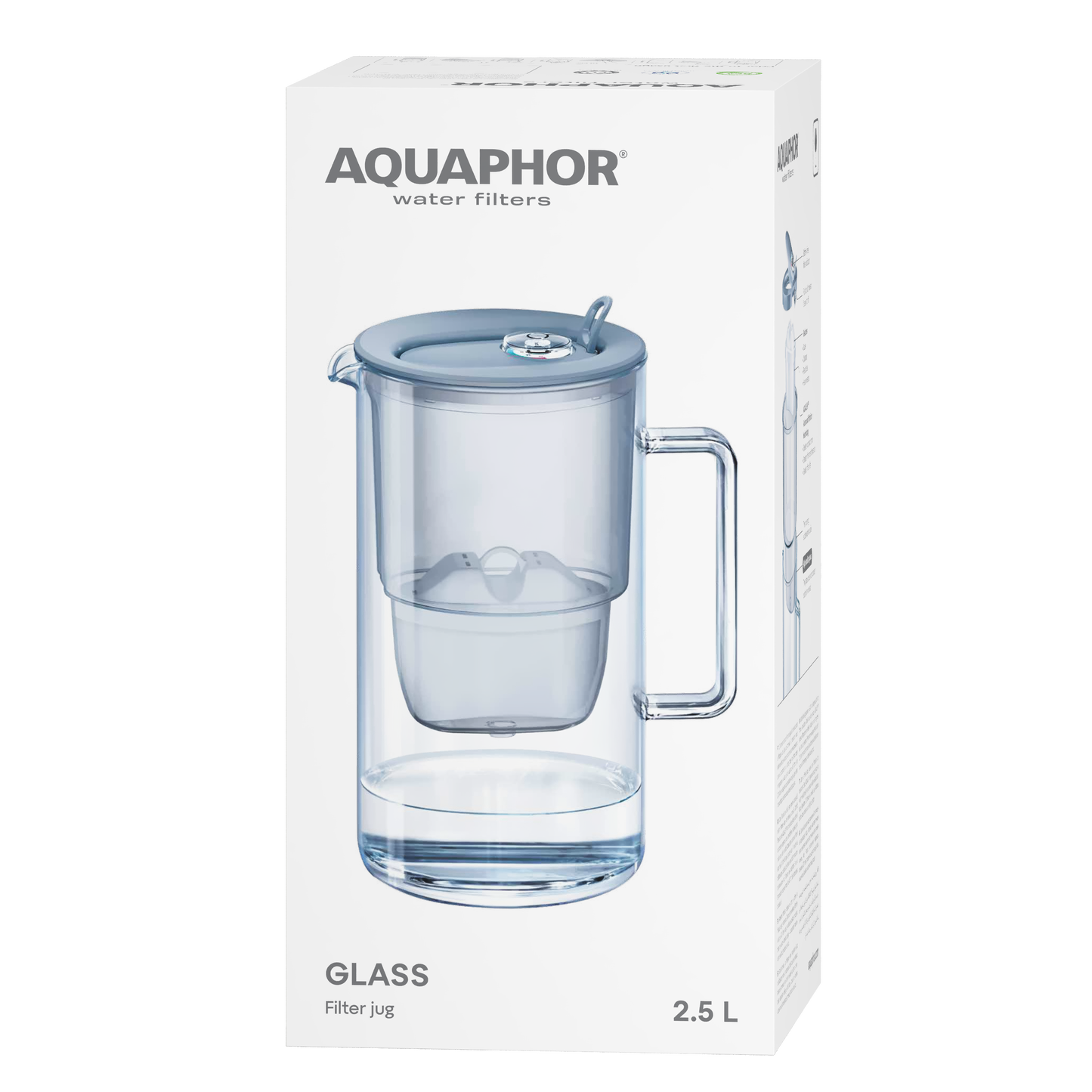 AQUAPHOR Glass Maxfor+ Caraffa Filtrante in Vetro 2,5 L | Contatore Meccanico | 200 L | Design Premium