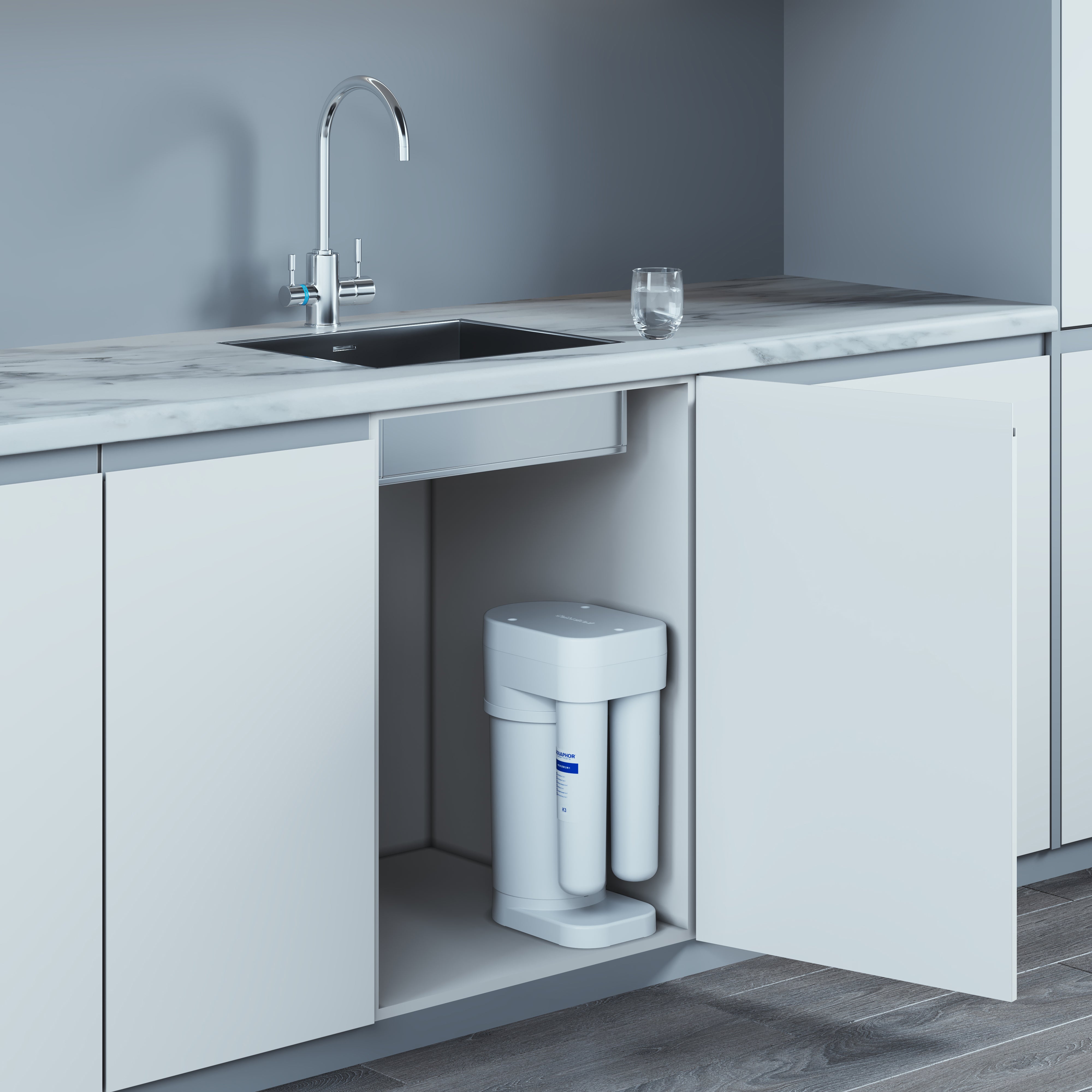 AQUAPHOR RO-70S Sistema ad Osmosi Inversa Compatto con Serbatoio 5 L | 190 L/giorno | 99,9% Batteri e Virus