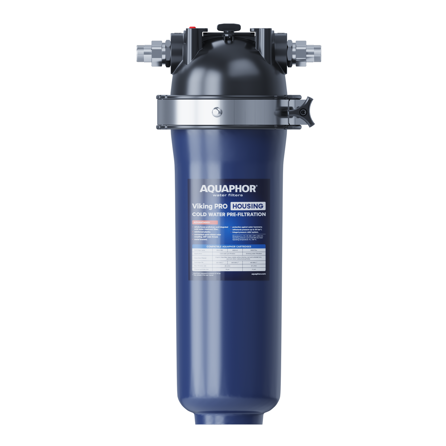 AQUAPHOR Viking PRO Contenitore per Filtro Acqua Fredda ad Alta Resistenza | Per Prefiltrazione Domestica