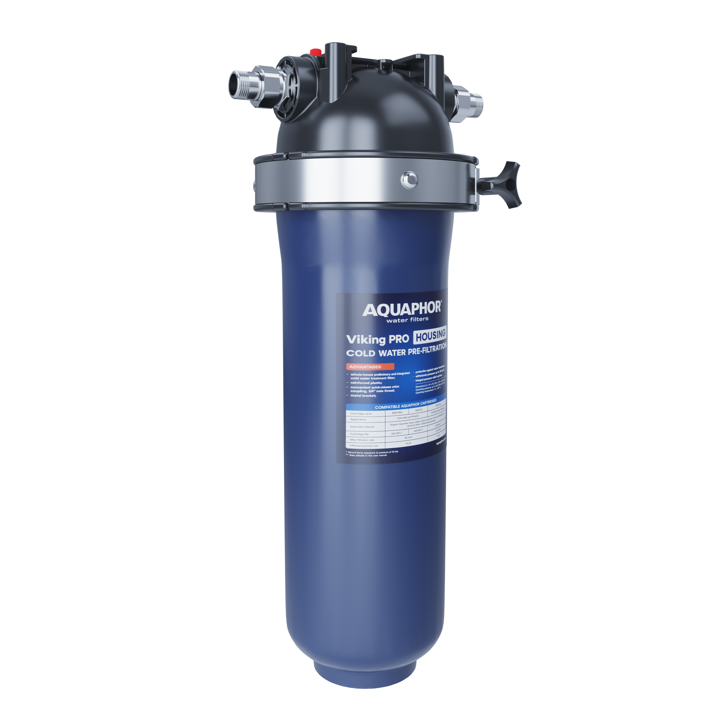 AQUAPHOR Viking PRO Contenitore per Filtro Acqua Fredda ad Alta Resistenza | Per Prefiltrazione Domestica