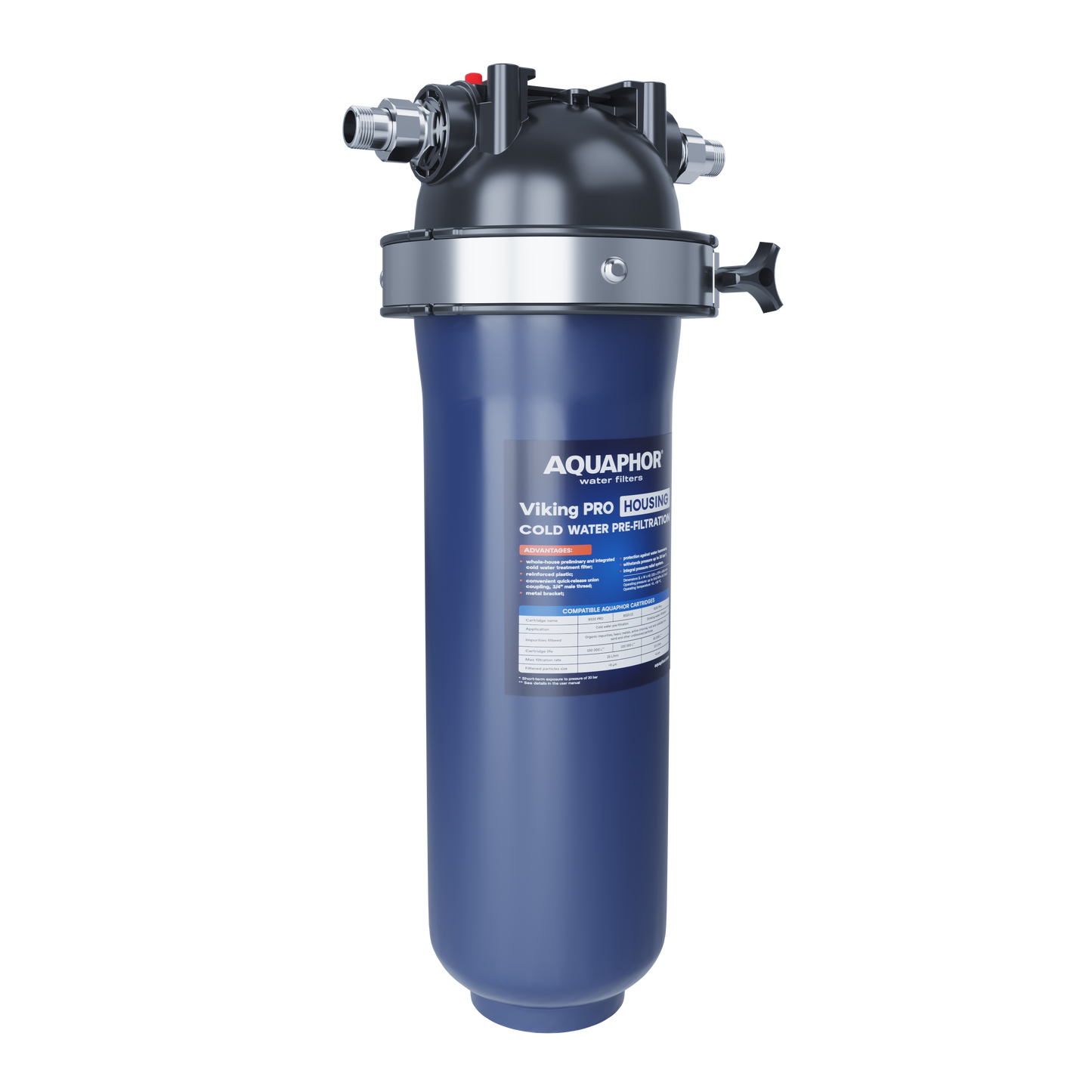 AQUAPHOR Viking PRO Contenitore per Filtro Acqua Fredda ad Alta Resistenza | Per Prefiltrazione Domestica